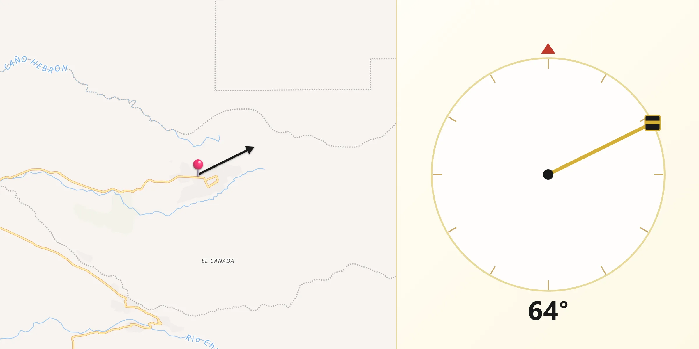 Dirección de la Qibla desde Manaure Balcón del Cesar