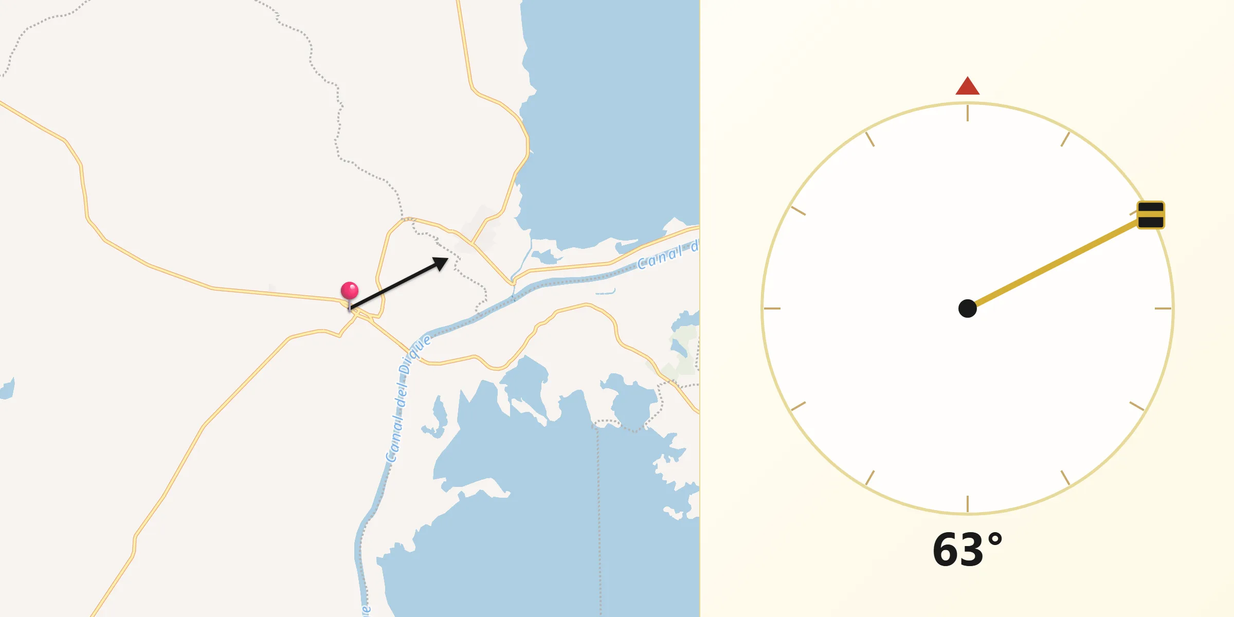 Dirección de la Qibla desde San Estanislao