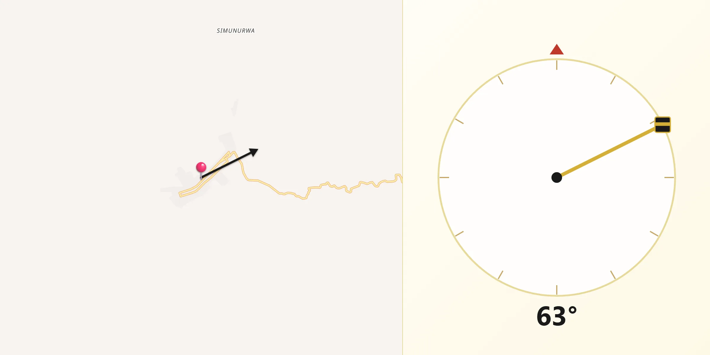 Dirección de la Qibla desde Pueblo Bello