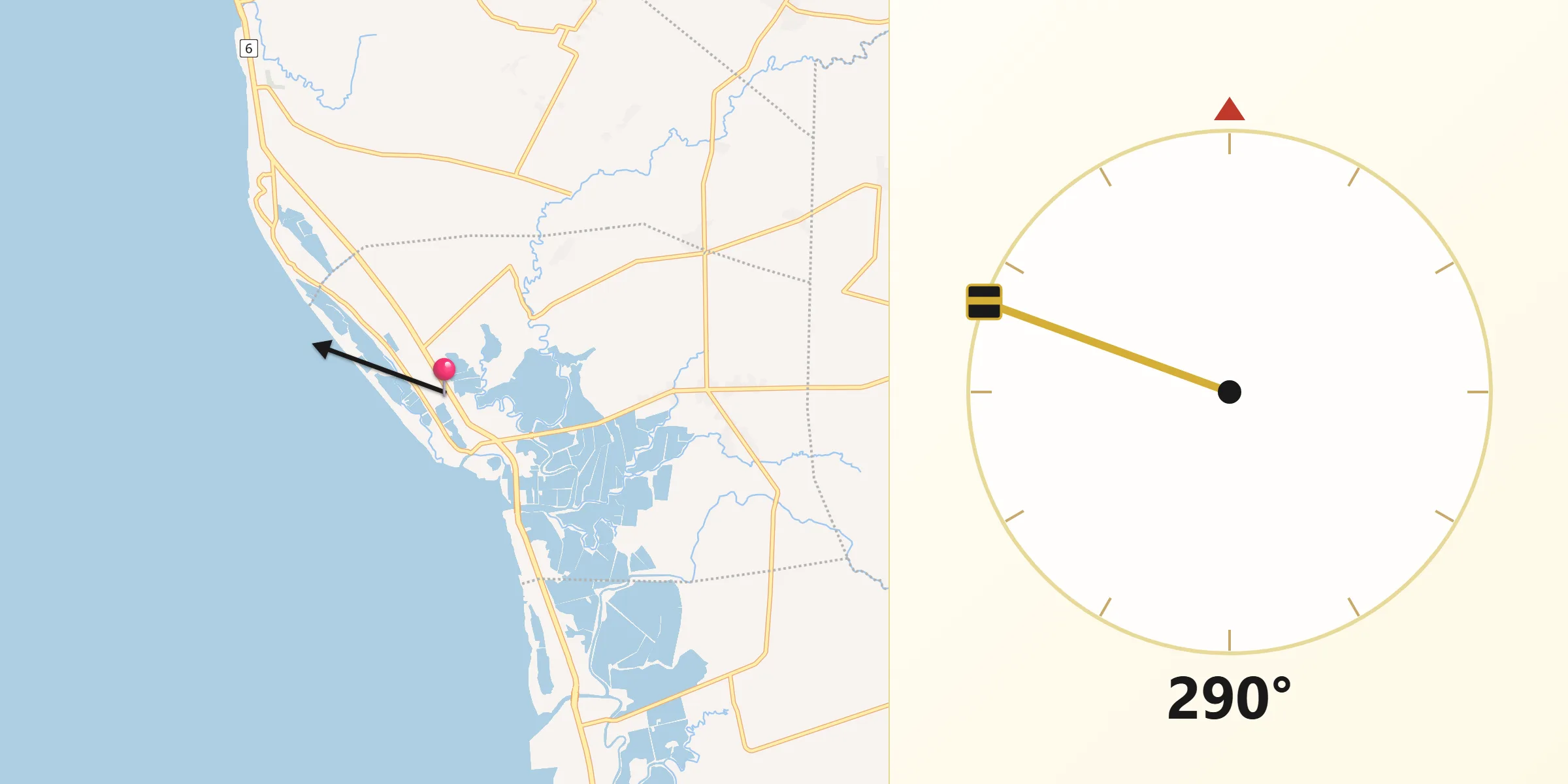 Qibla Direction from La Carlota