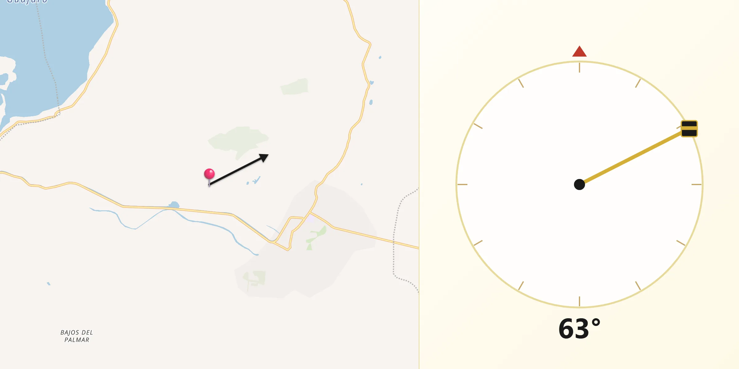 Dirección de la Qibla desde Manatí