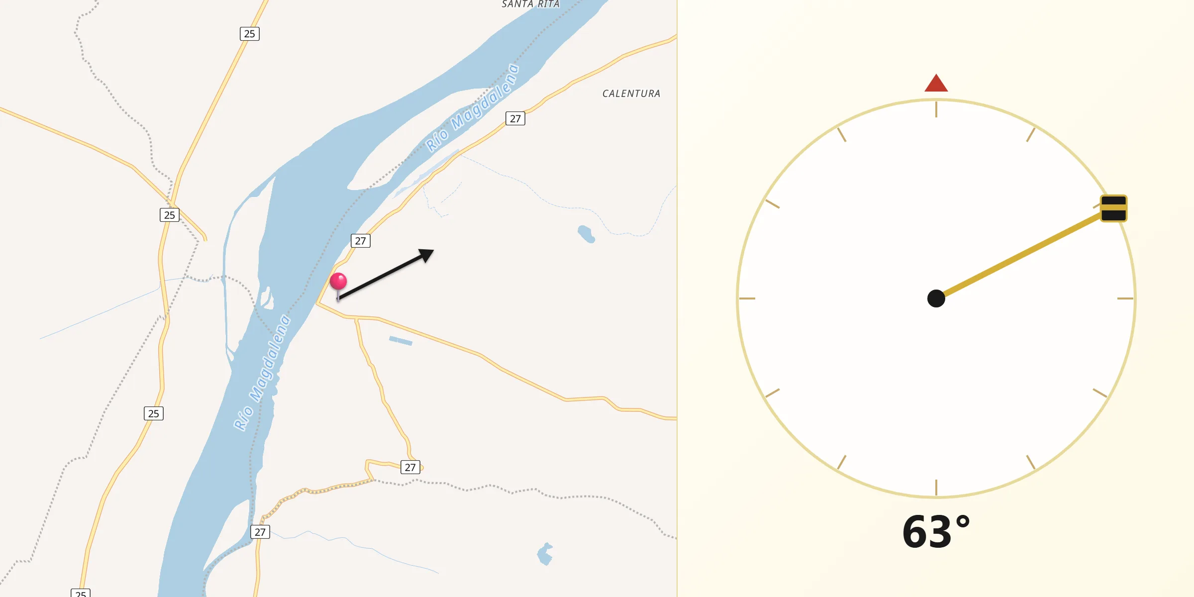 Dirección de la Qibla desde Salamina
