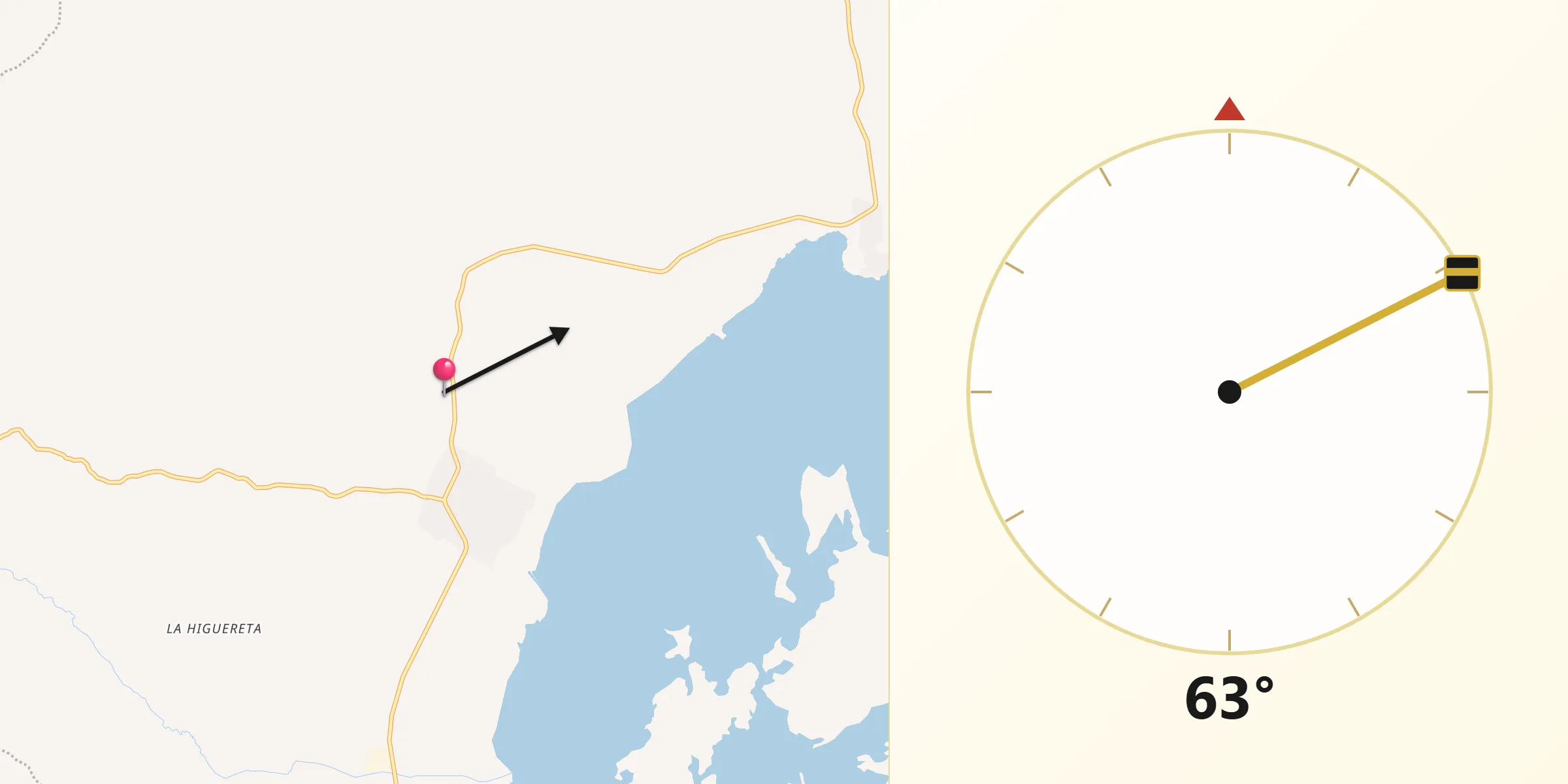 Dirección de la Qibla desde Repelón