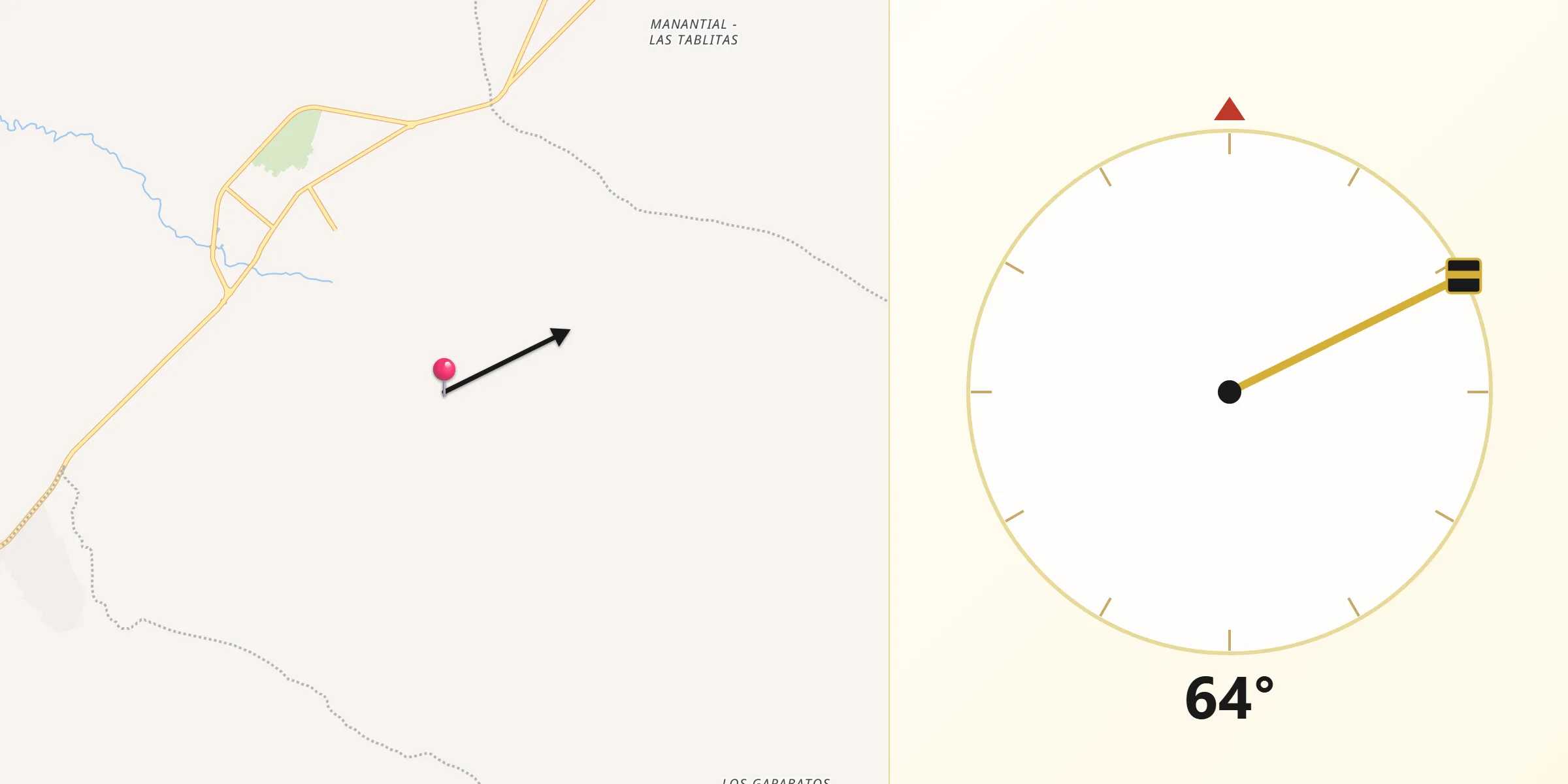 Dirección de la Qibla desde Villanueva