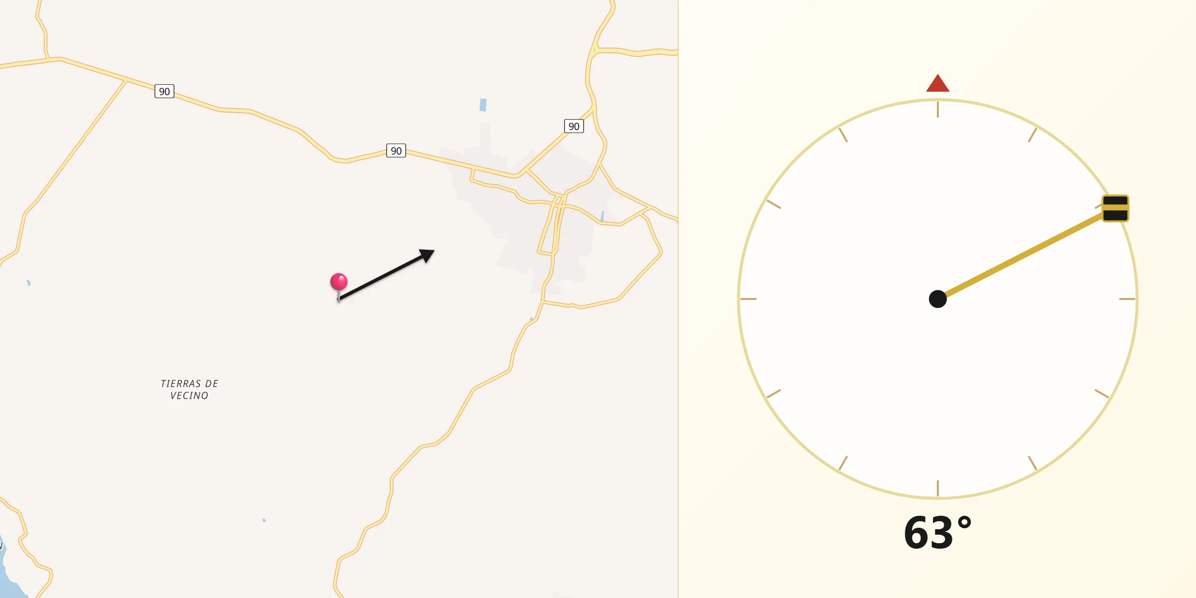 Dirección de la Qibla desde Sabanalarga