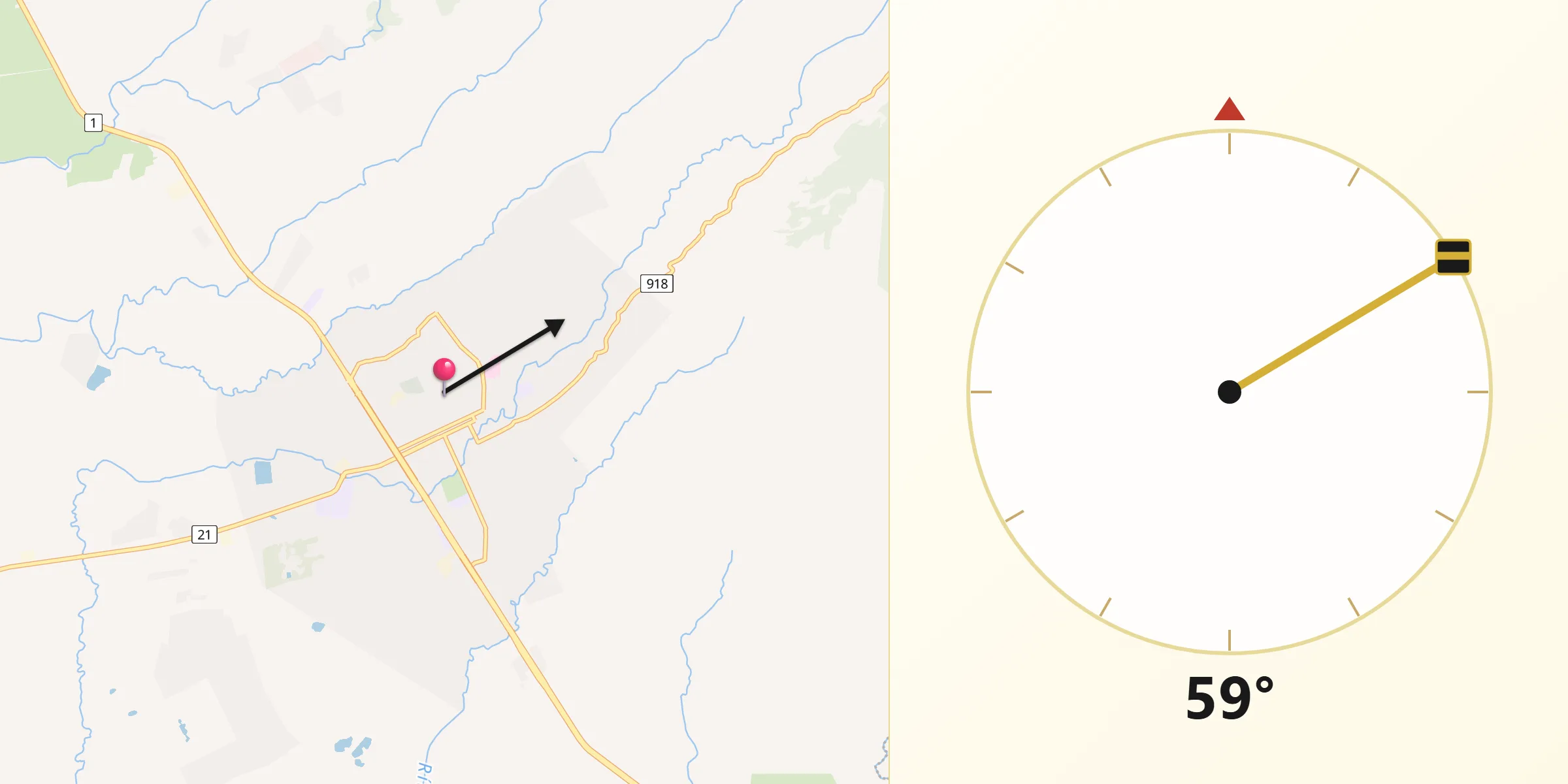 Dirección de la Qibla desde Liberia