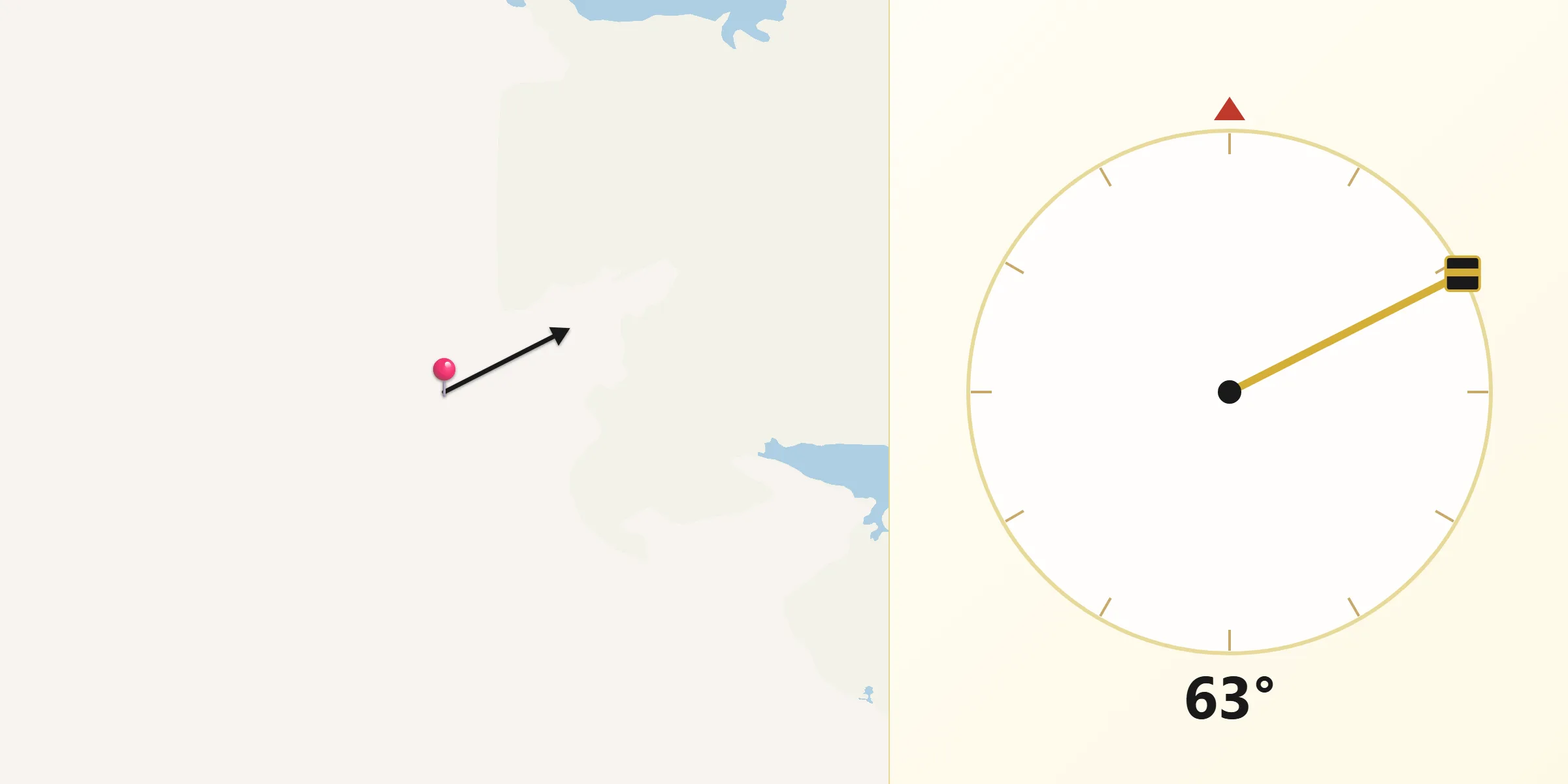 Dirección de la Qibla desde Remolino