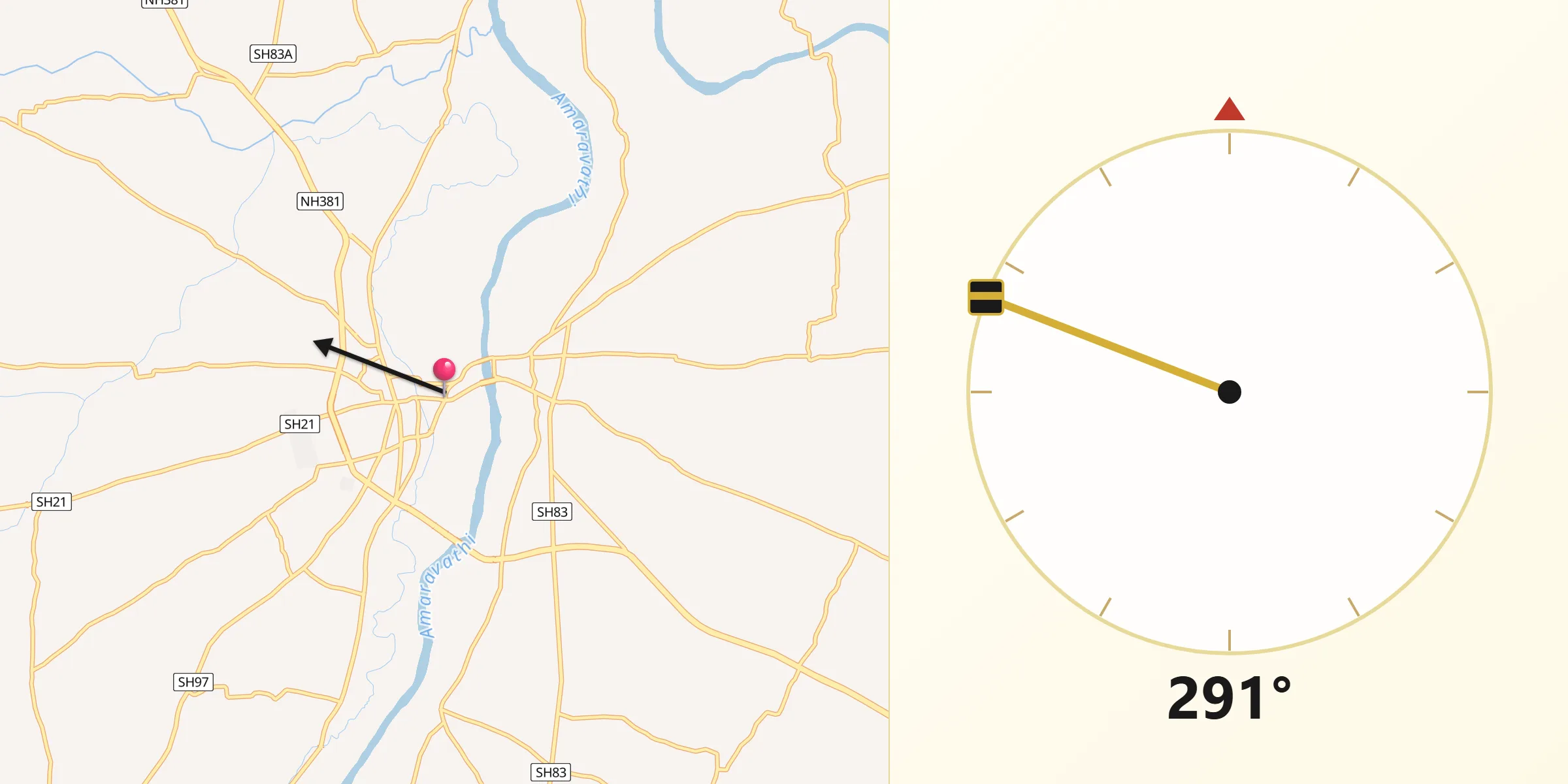 Qibla Direction from Dharapuram