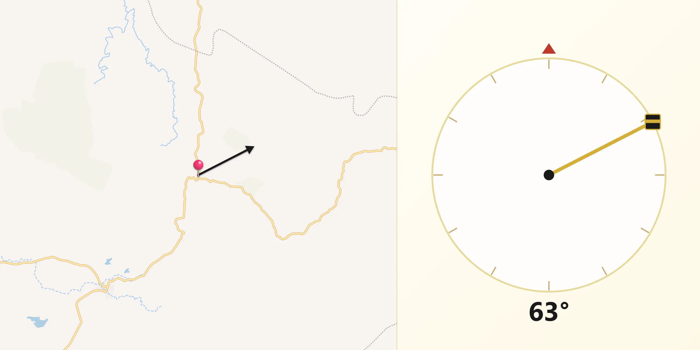 Dirección de la Qibla desde Piojó