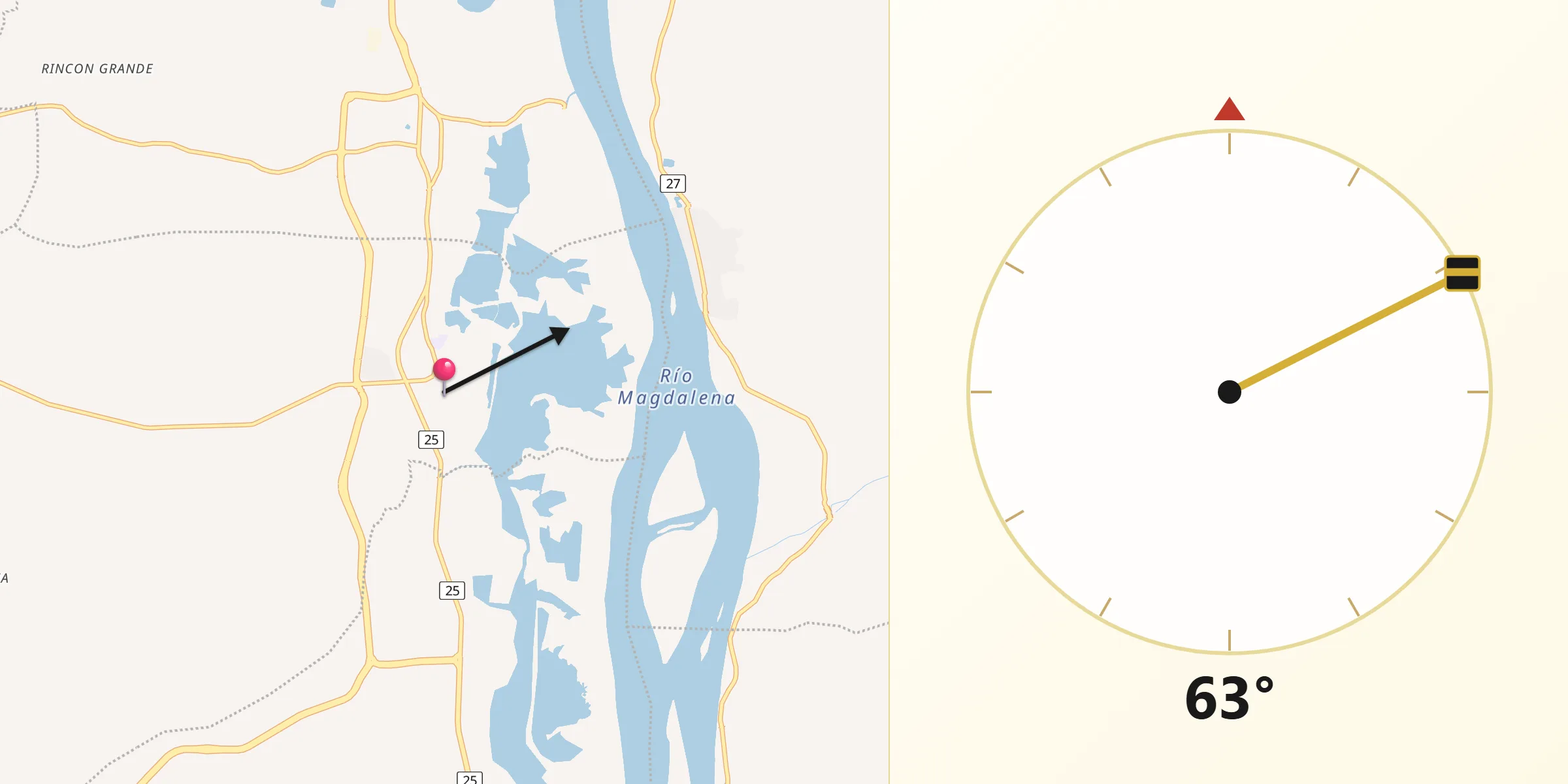 Dirección de la Qibla desde Santo Tomás