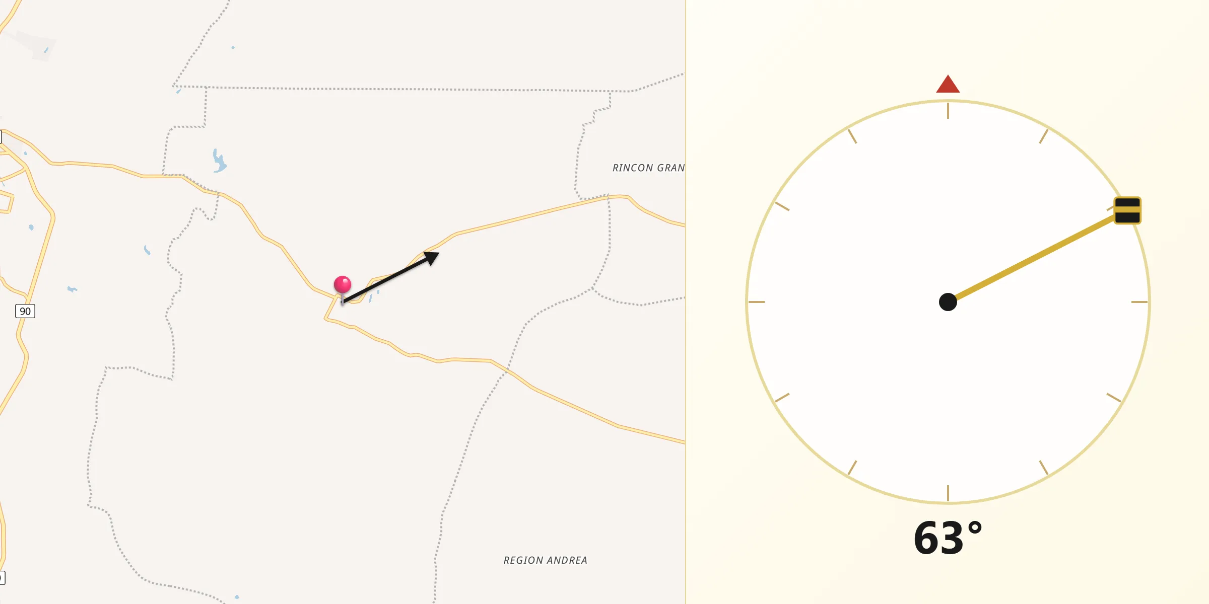 Dirección de la Qibla desde Polonuevo