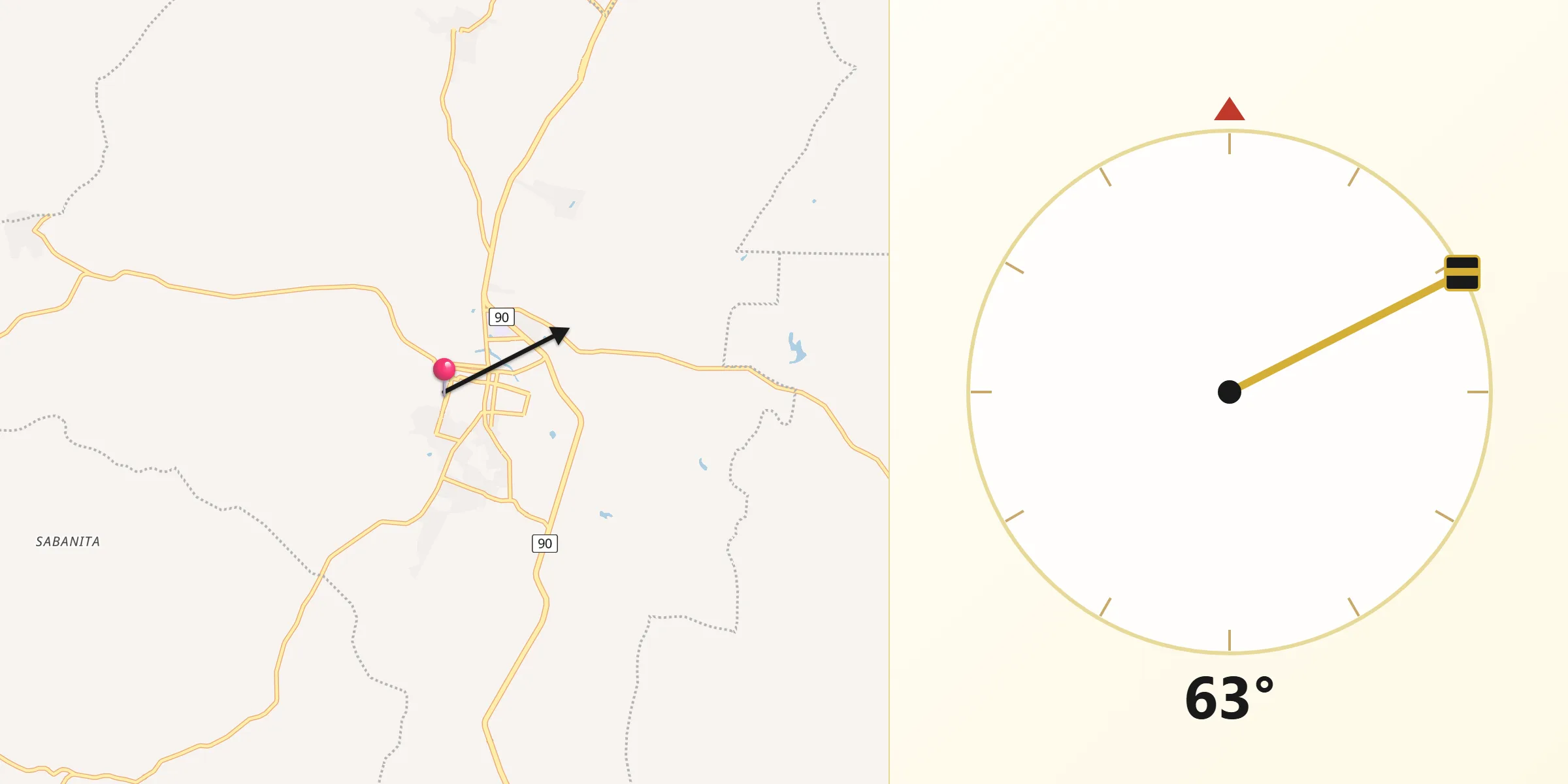 Dirección de la Qibla desde Baranoa