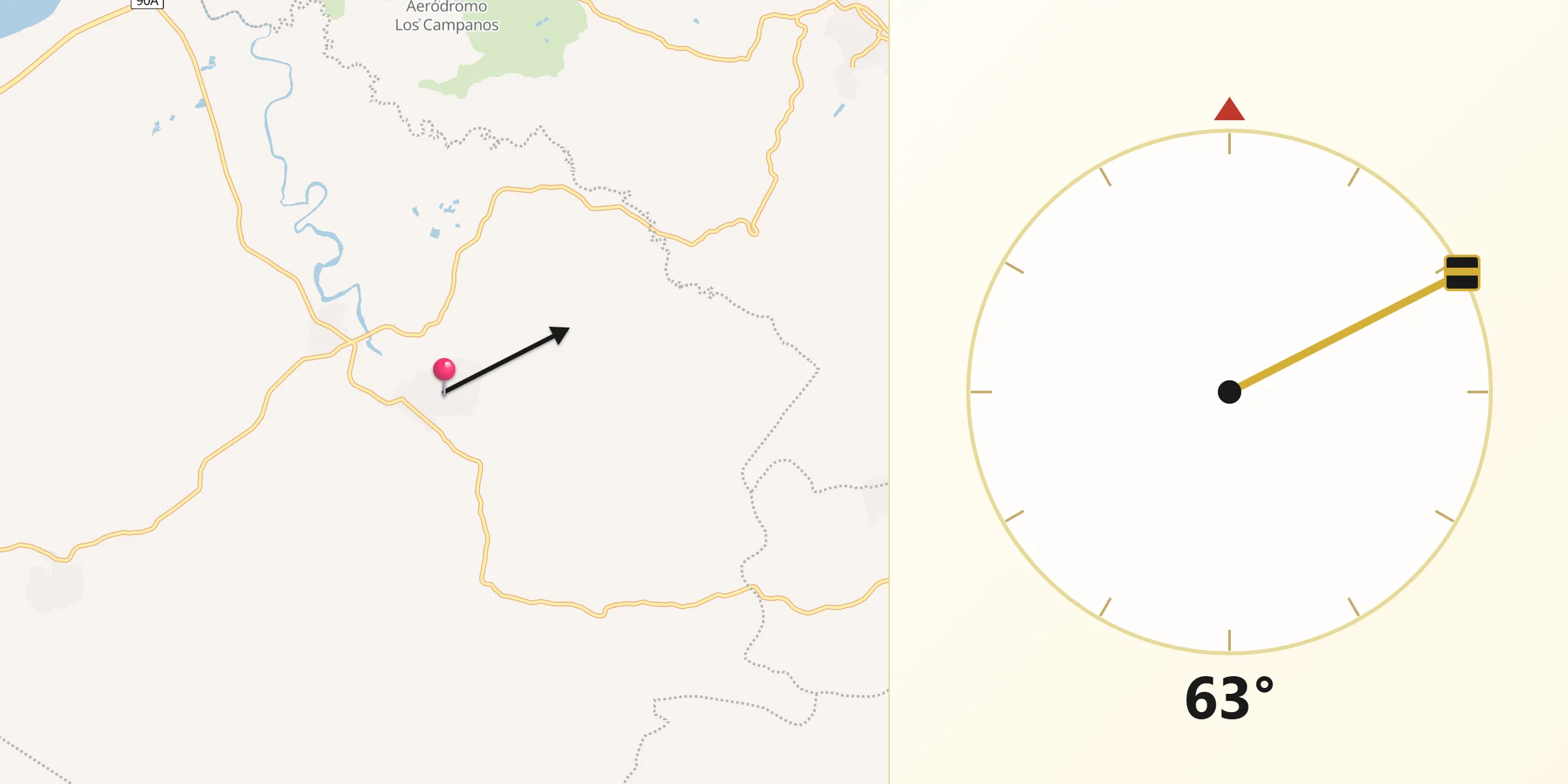 Dirección de la Qibla desde Juan de Acosta
