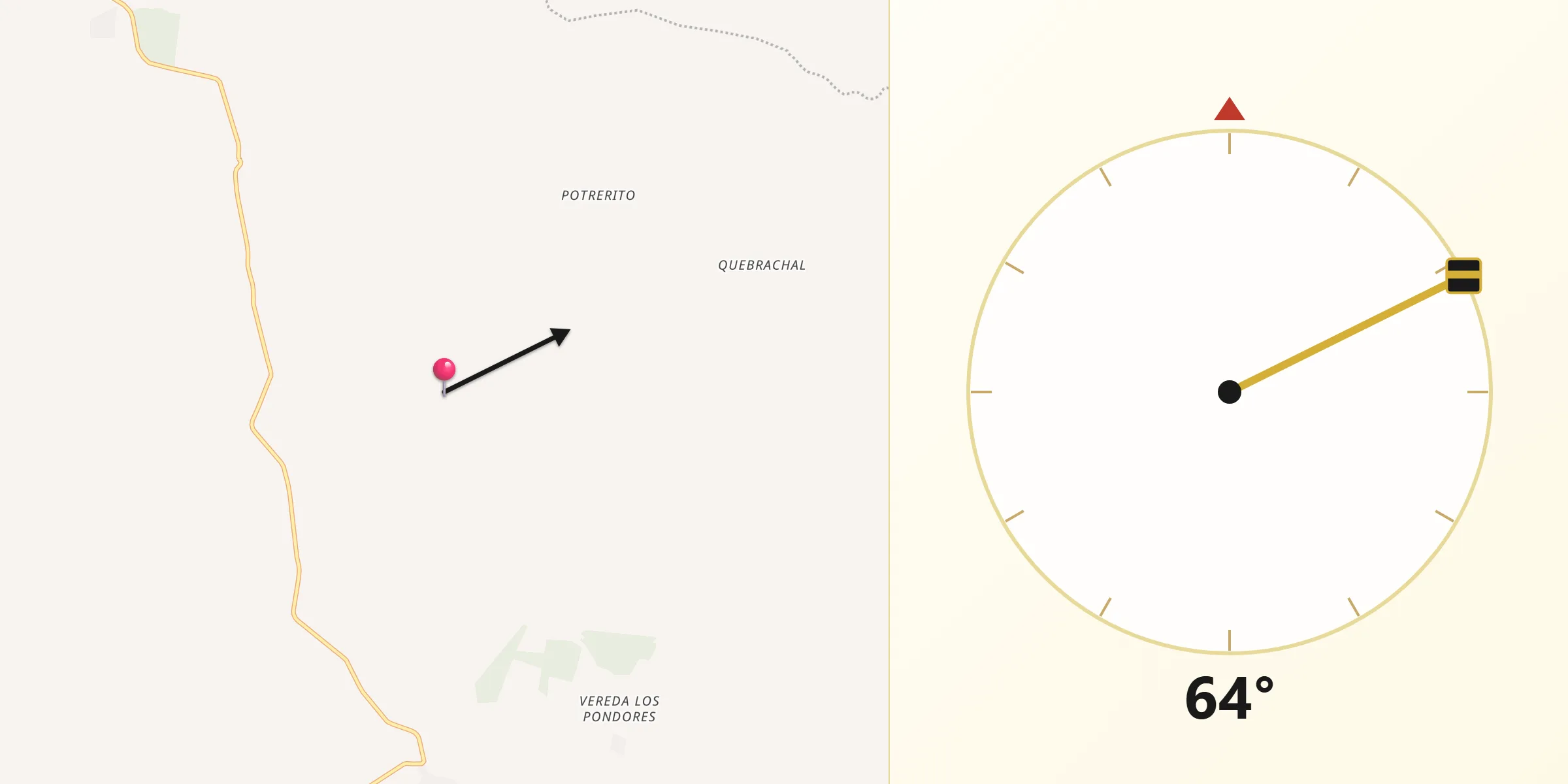 Dirección de la Qibla desde Fonseca