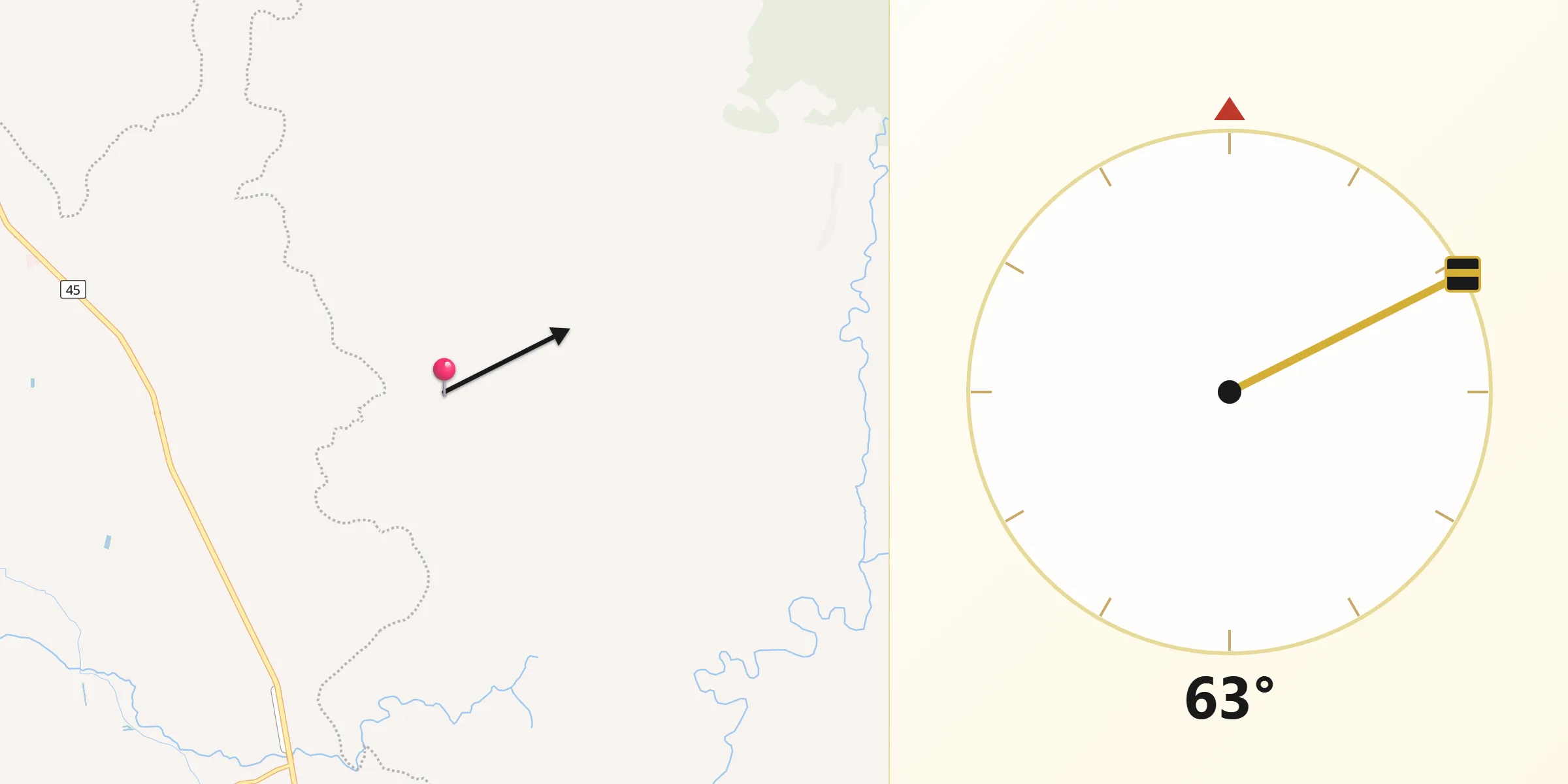 Dirección de la Qibla desde Ciénaga
