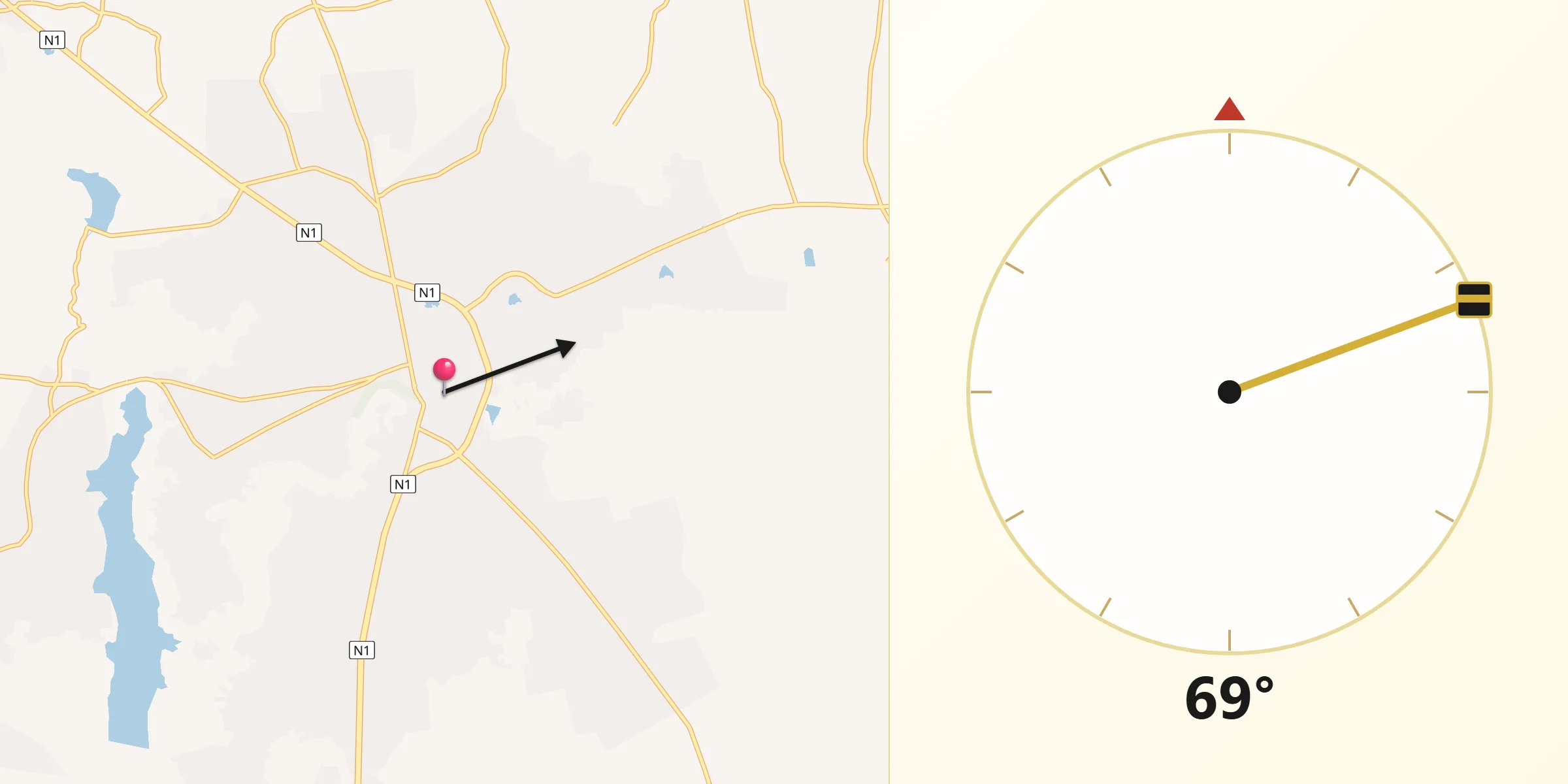 Direction vers la Qibla depuis Dapaong