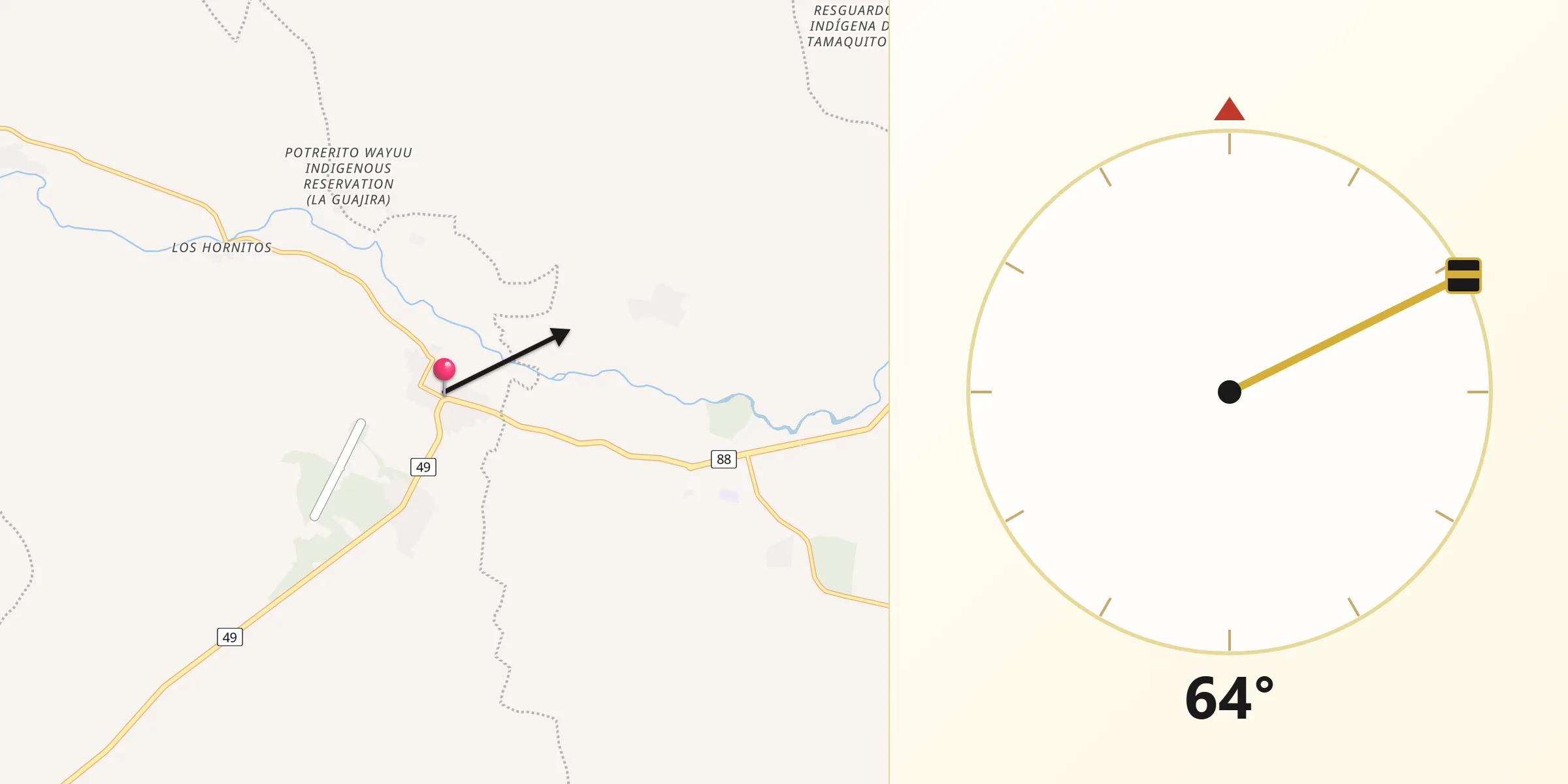 Dirección de la Qibla desde Distracción