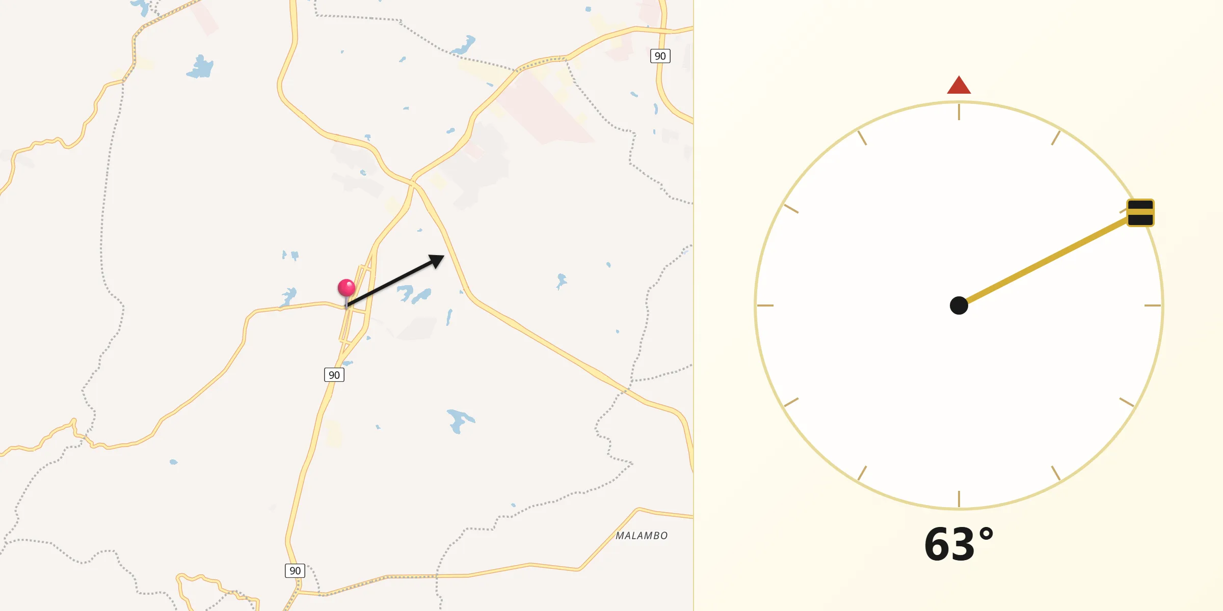Dirección de la Qibla desde Galapa