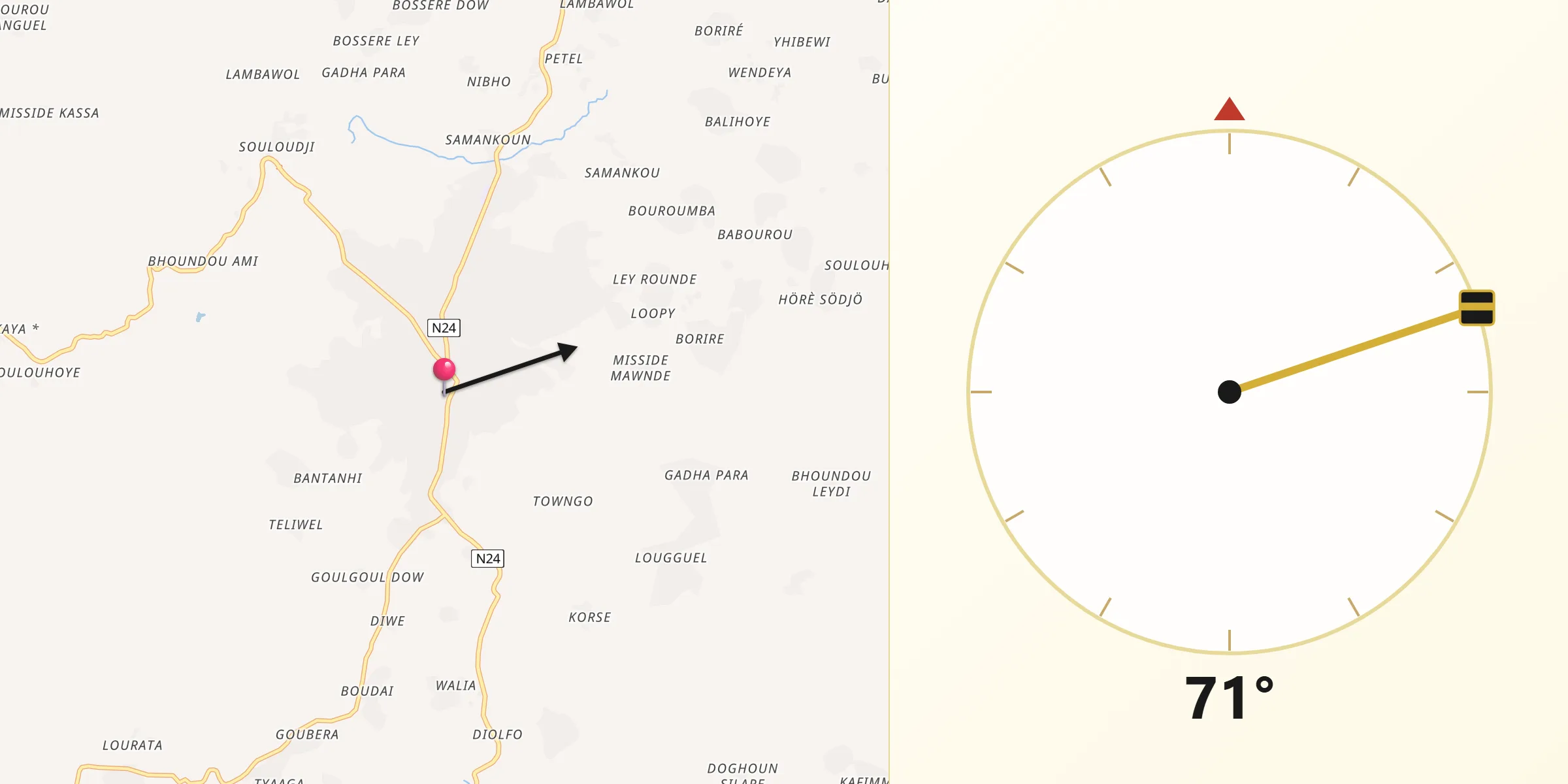 Direction vers la Qibla depuis Télimélé