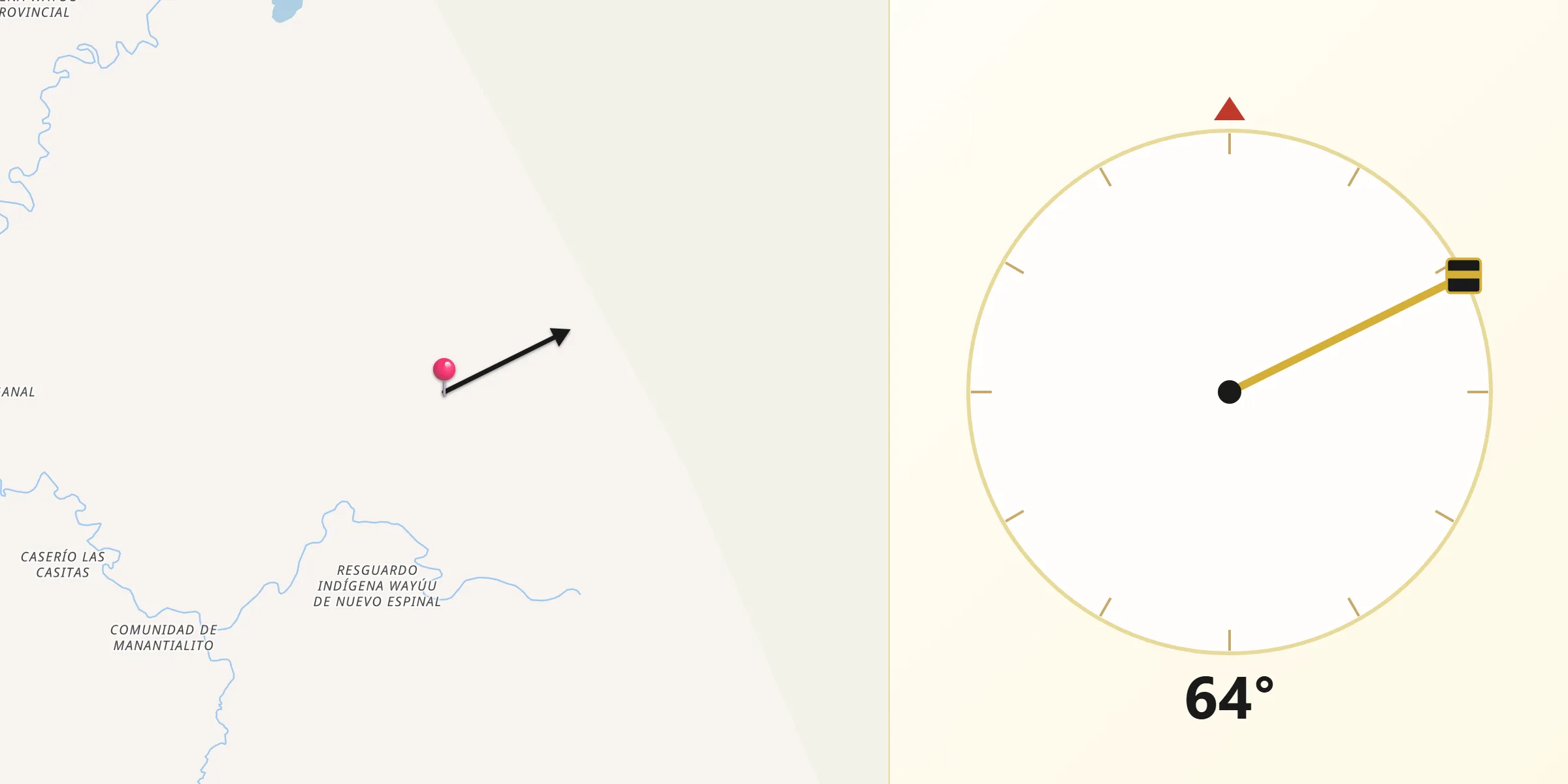 Dirección de la Qibla desde Barrancas