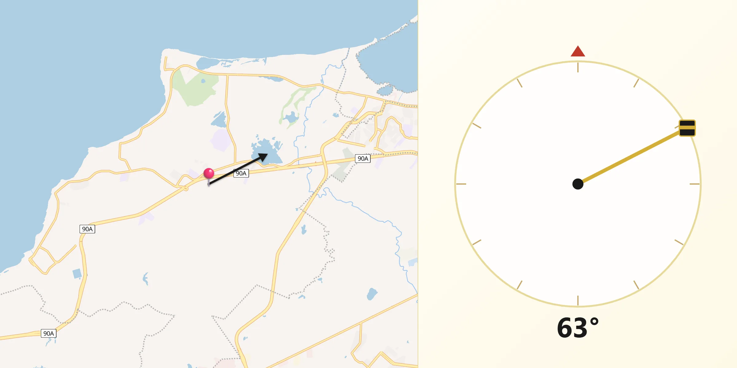 Dirección de la Qibla desde Puerto Colombia