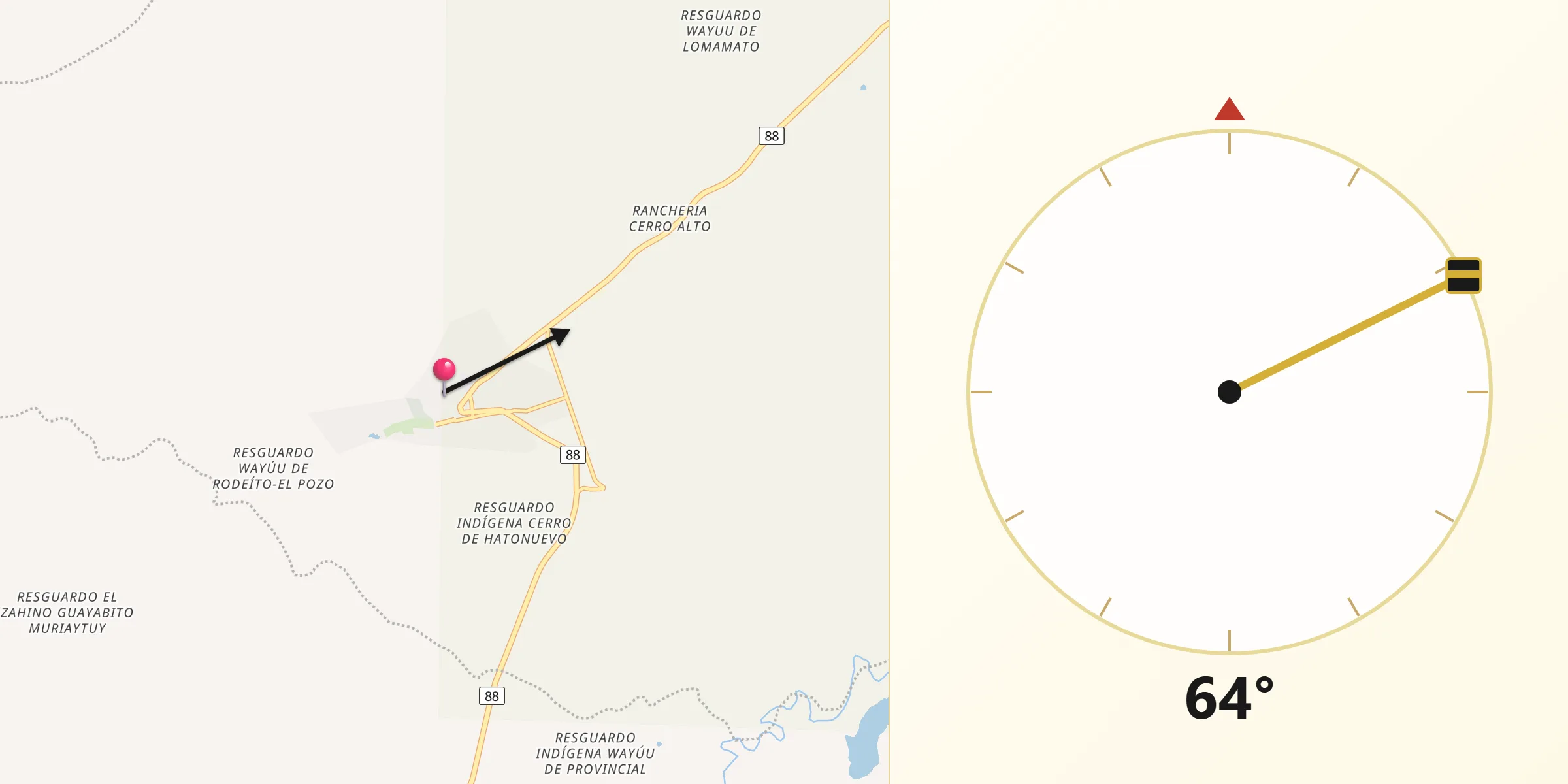 Dirección de la Qibla desde Hatonuevo