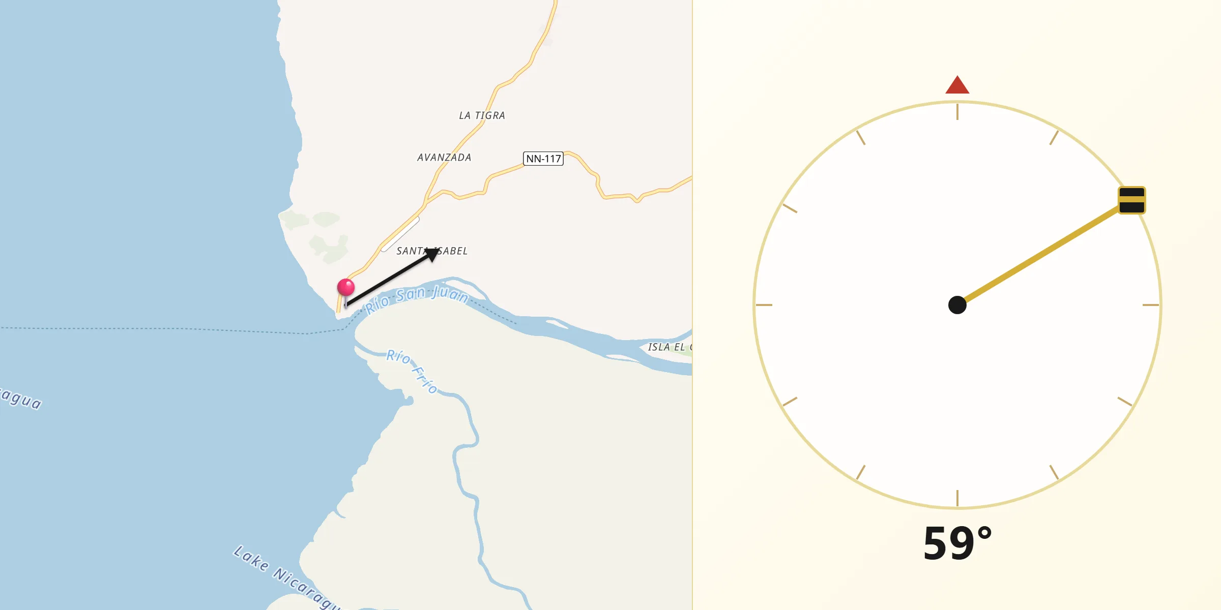 Dirección de la Qibla desde San Carlos
