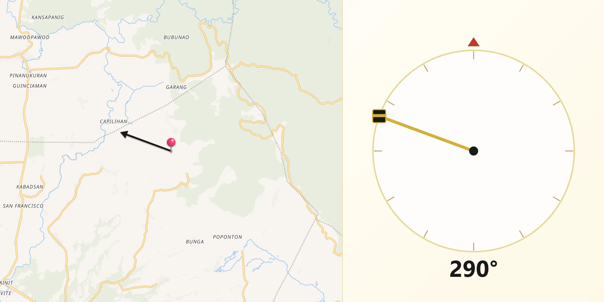 Qibla Direction from Tacloban City