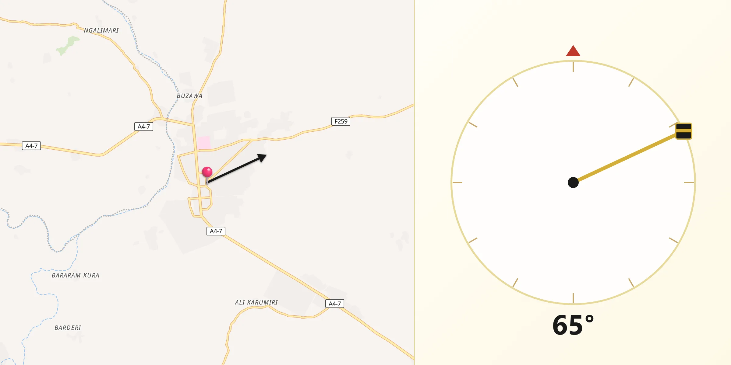Qibla Direction from Bama