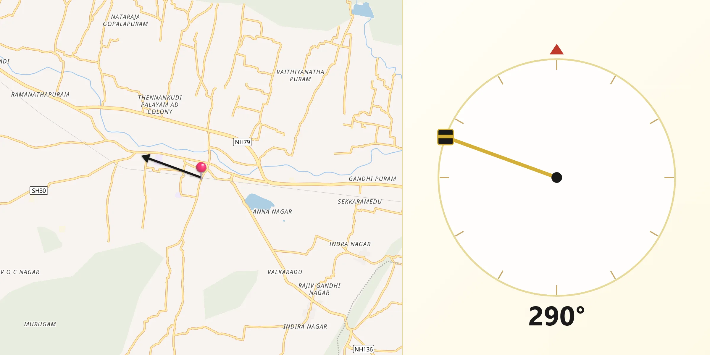 Qibla Direction from Attur