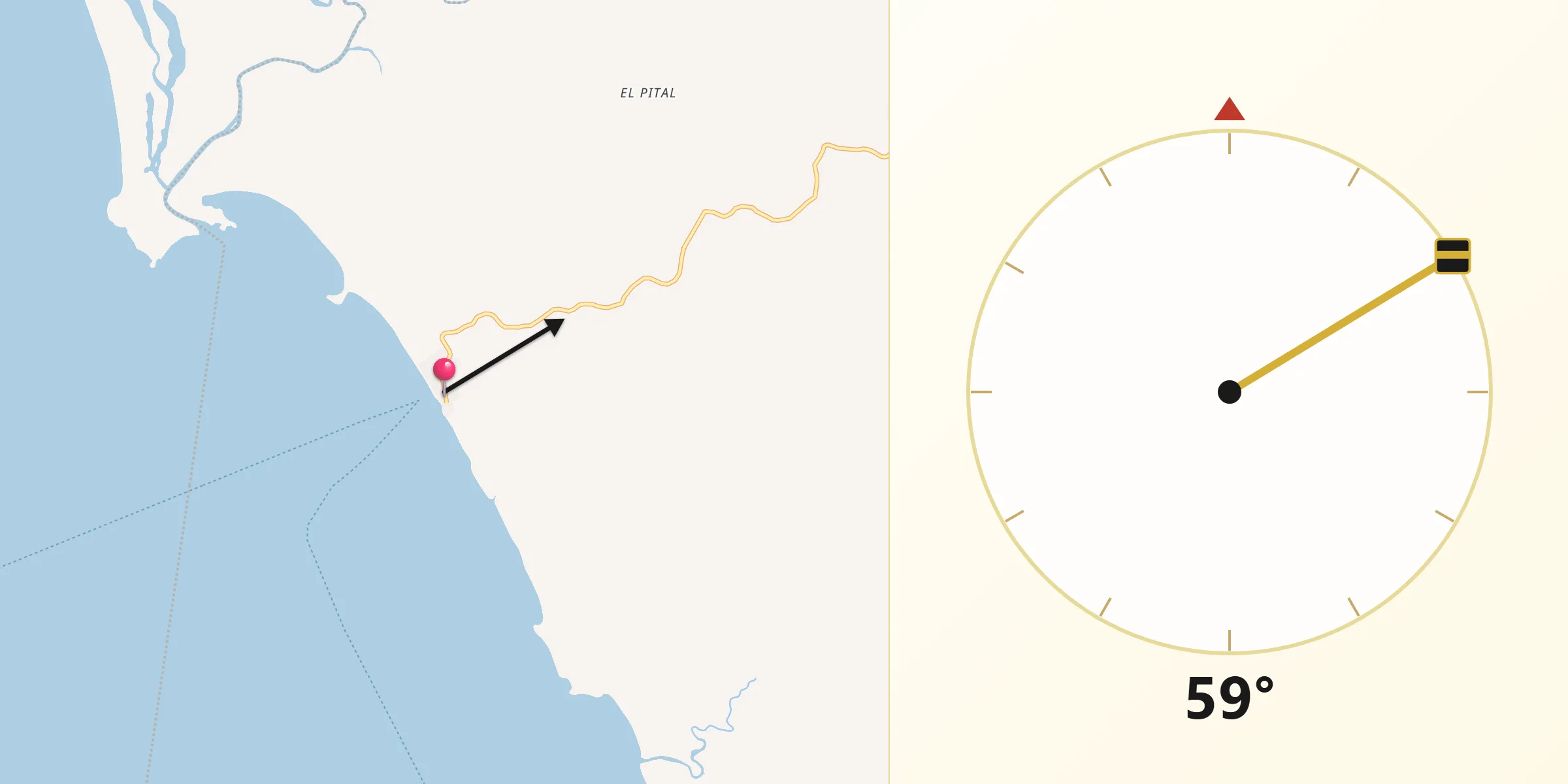 Dirección de la Qibla desde Morrito