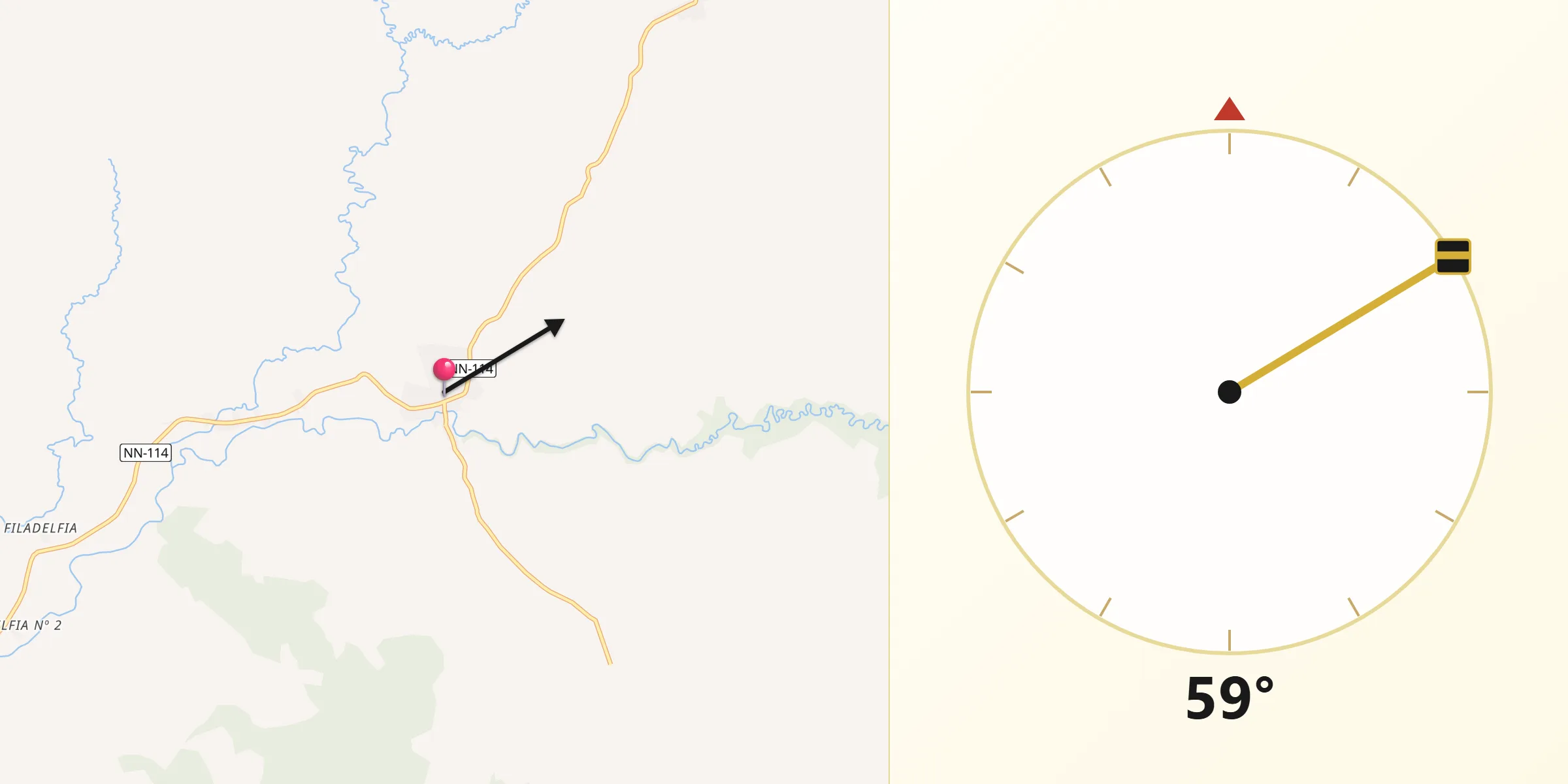 Dirección de la Qibla desde El Almendro