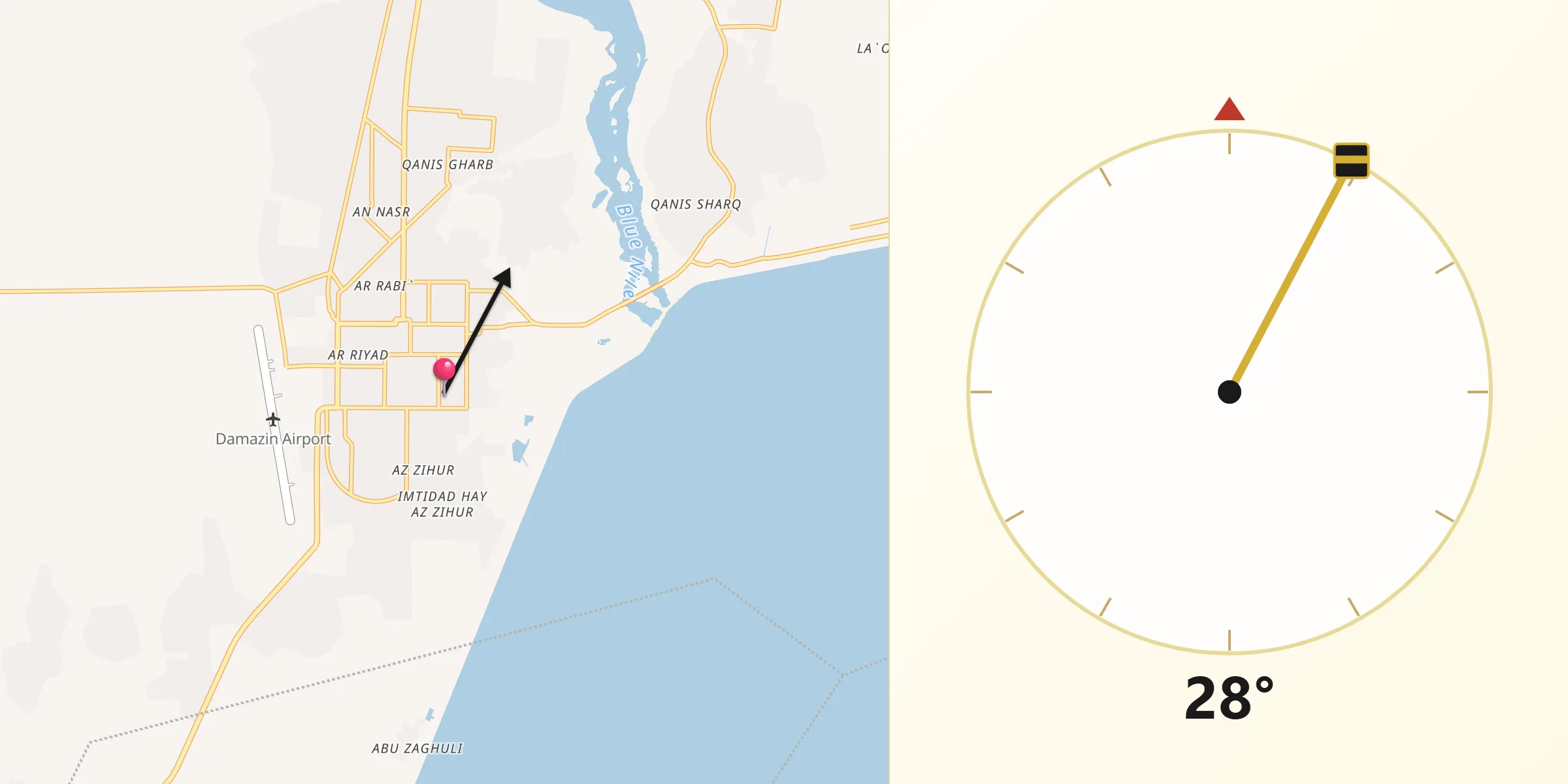 اتجاه القبلة من الدمازين
