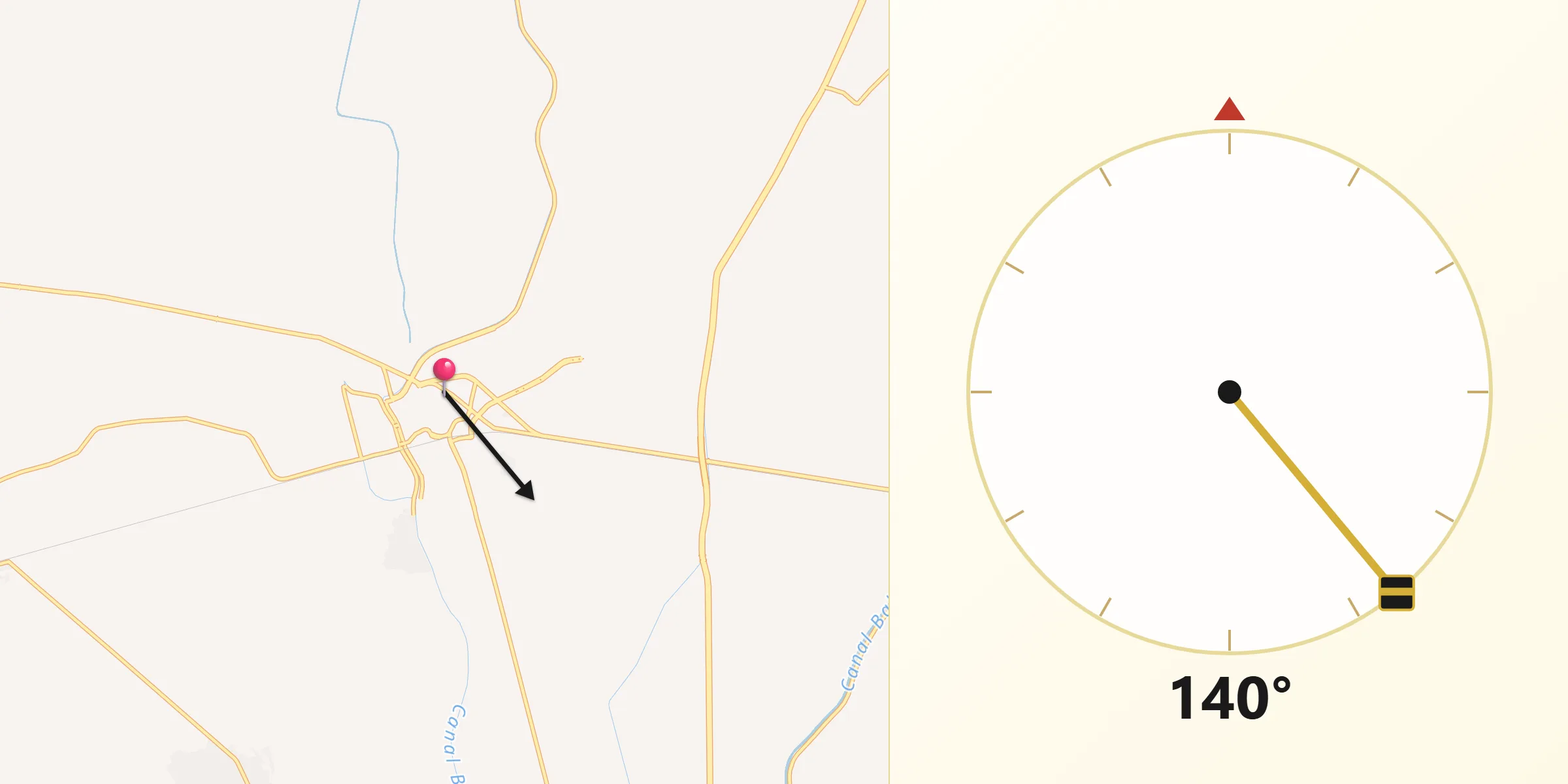 Qibla Richting vanaf Amiens