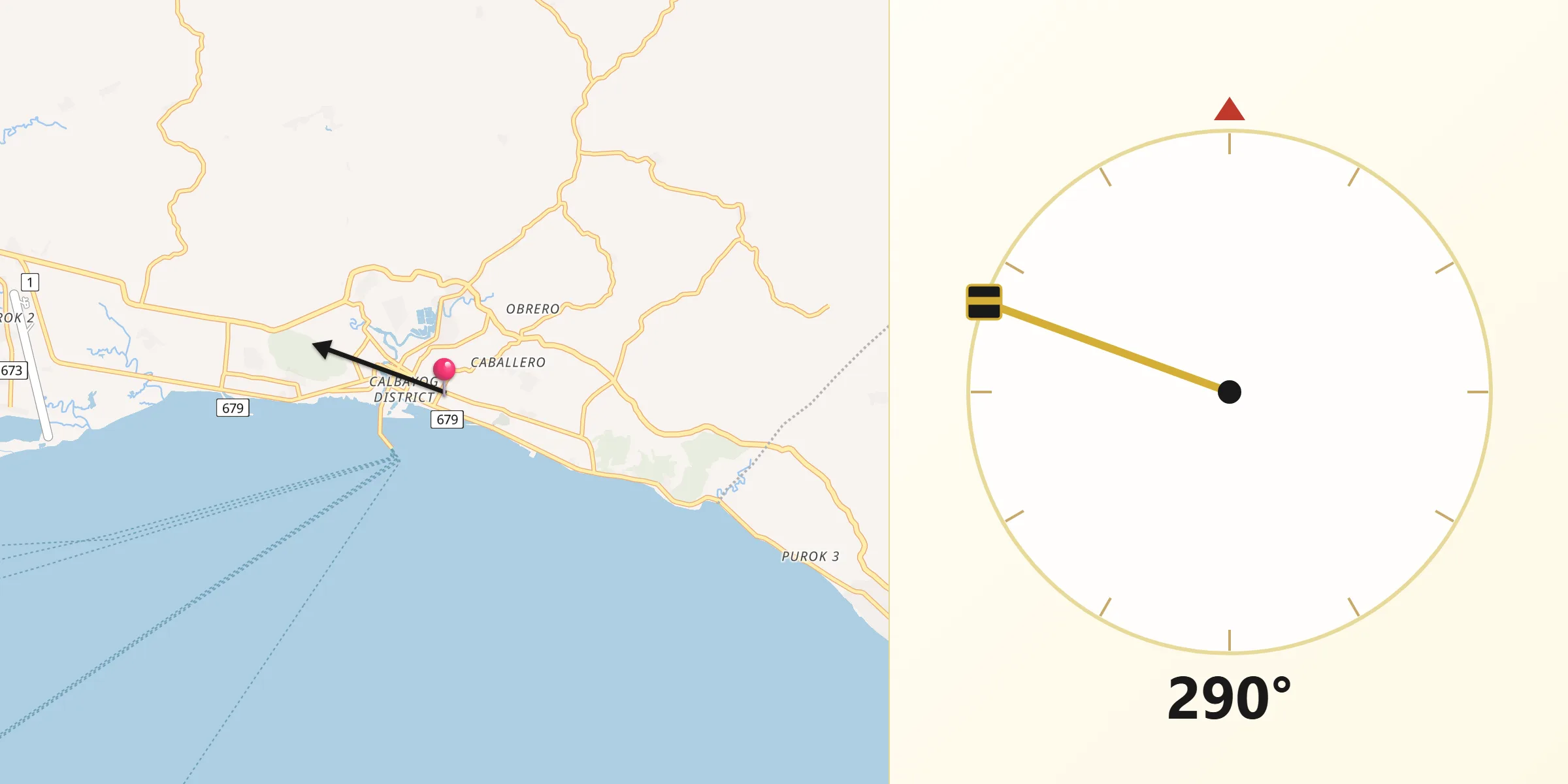 Qibla Direction from Calbayog