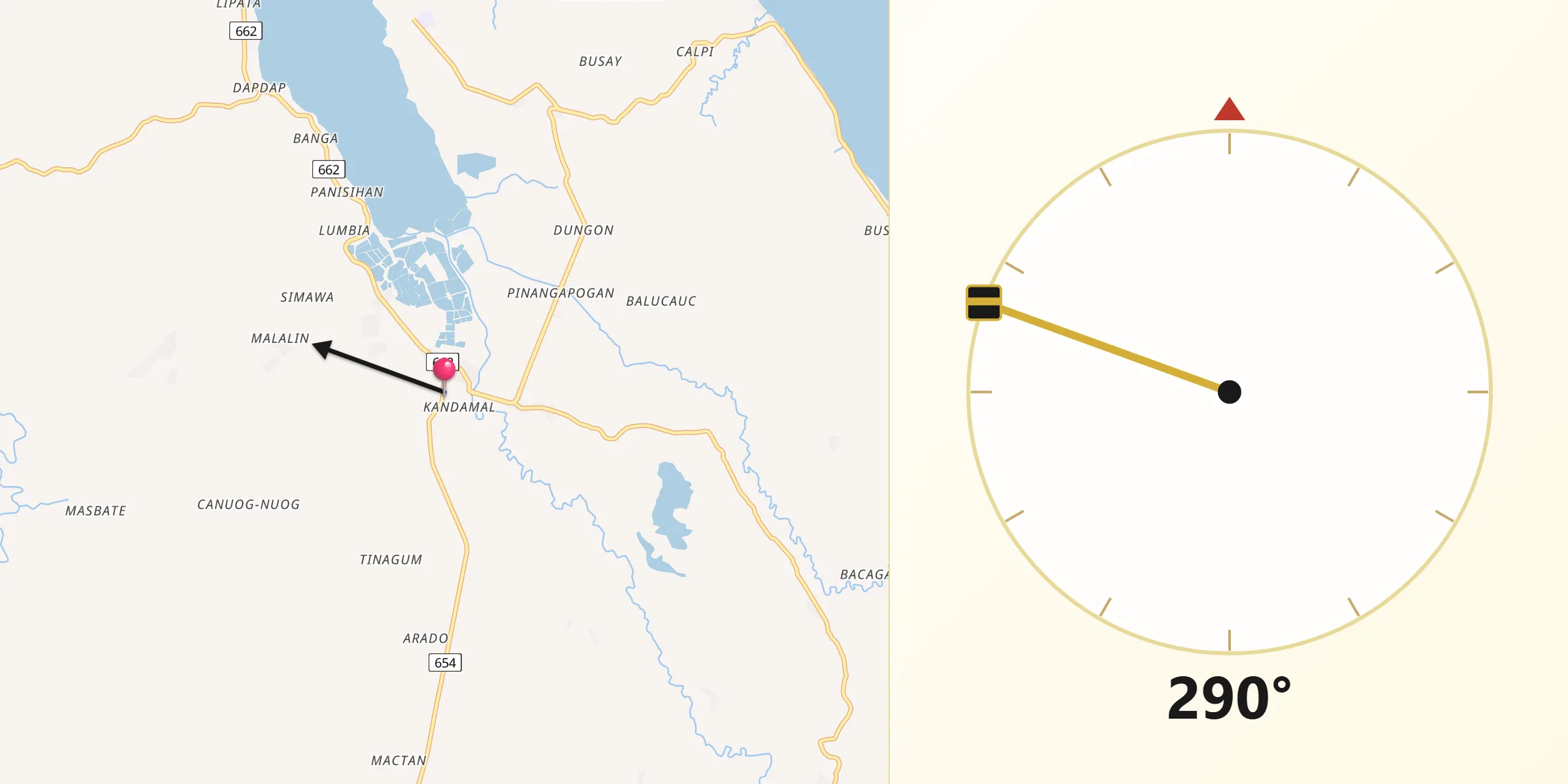 Qibla Direction from Buenavista