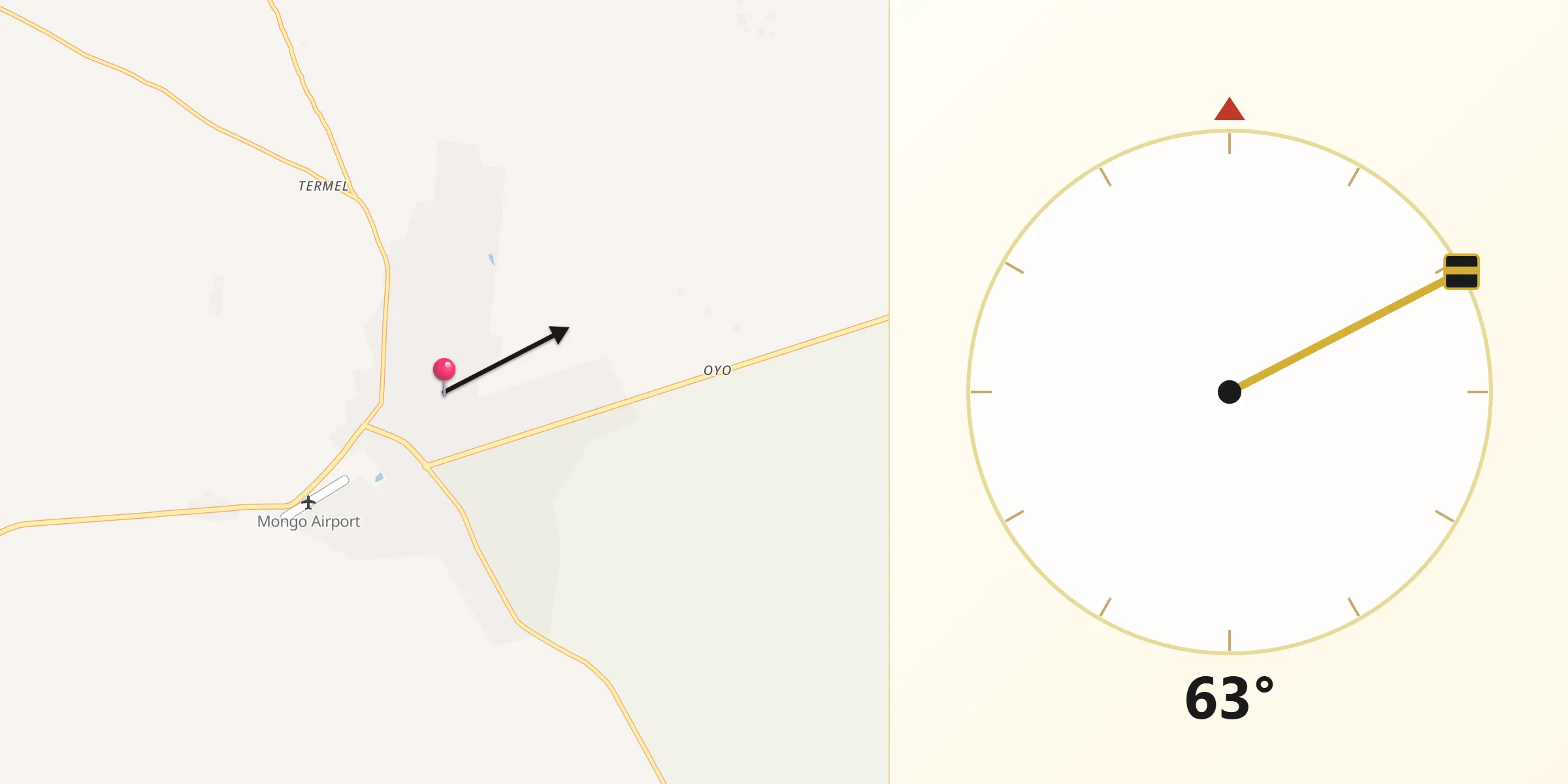 اتجاه القبلة من مونقو