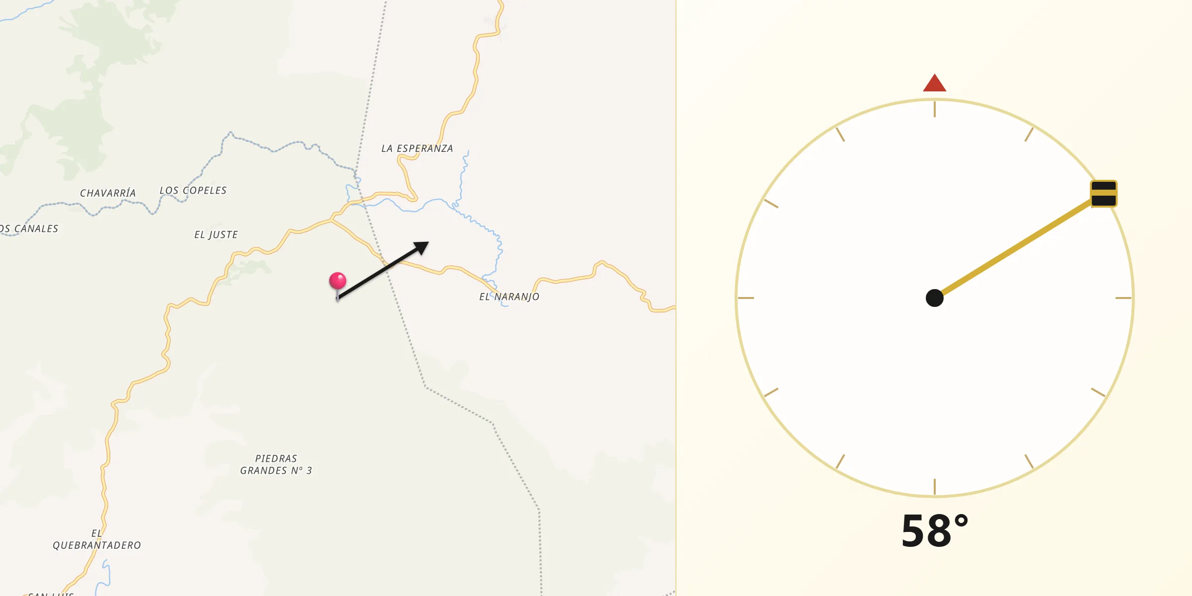 Dirección de la Qibla desde El Ayote