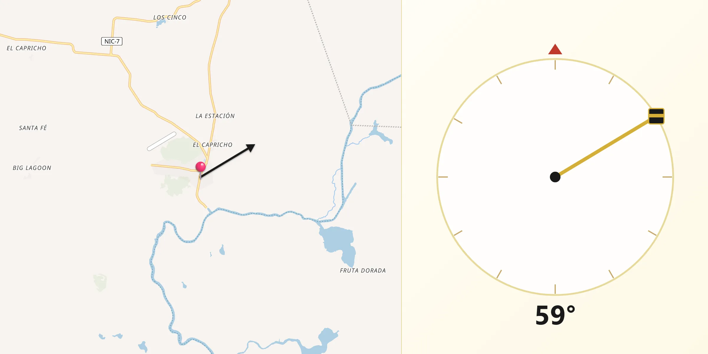 Dirección de la Qibla desde Kukrahill