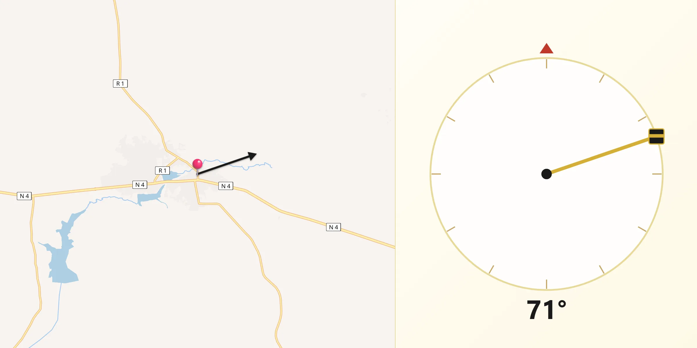 Direction vers la Qibla depuis Zorgo