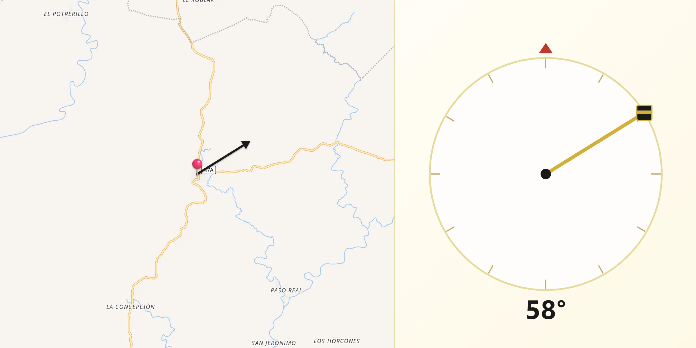 Dirección de la Qibla desde Comalapa