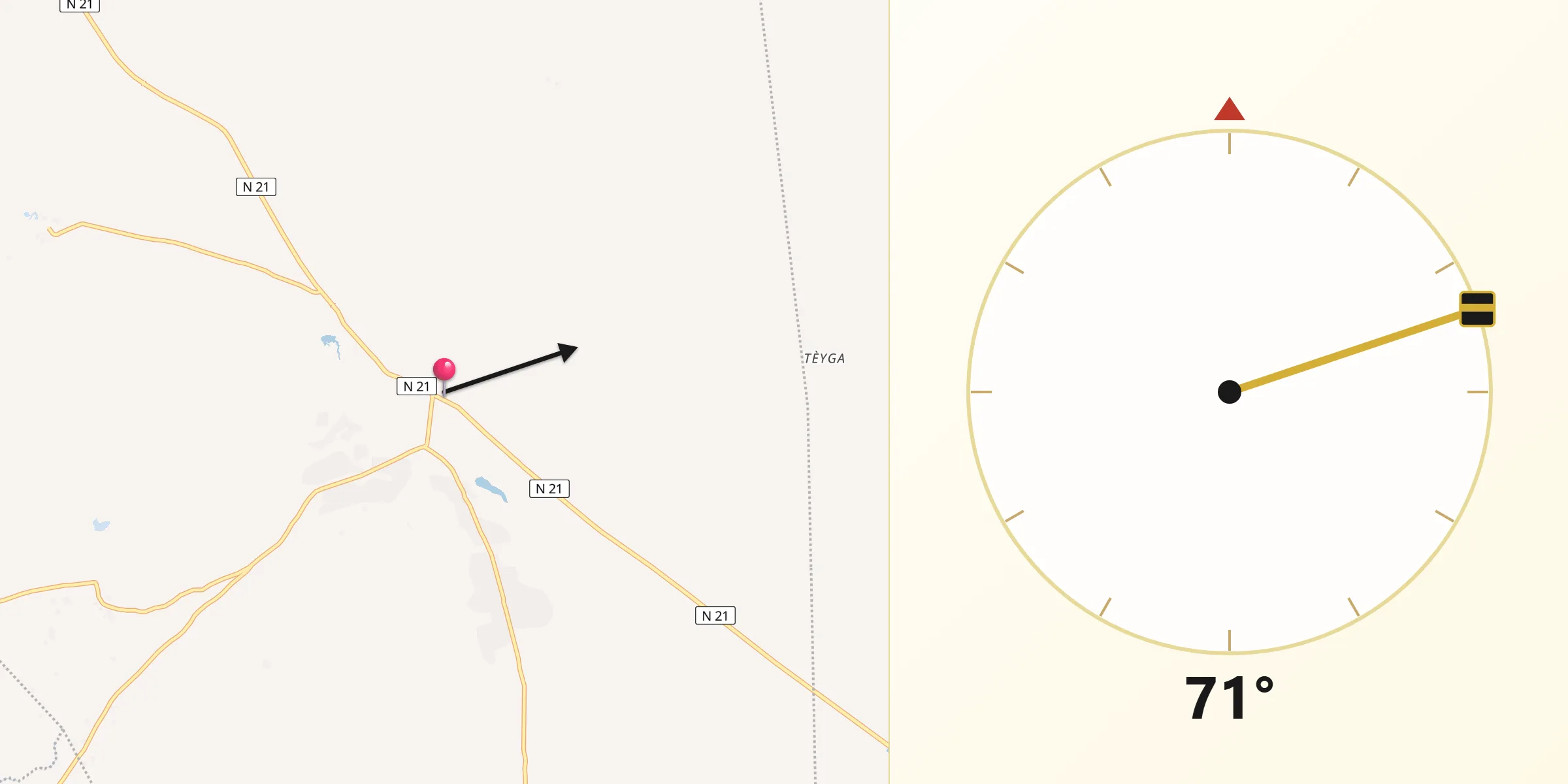Direction vers la Qibla depuis Réo