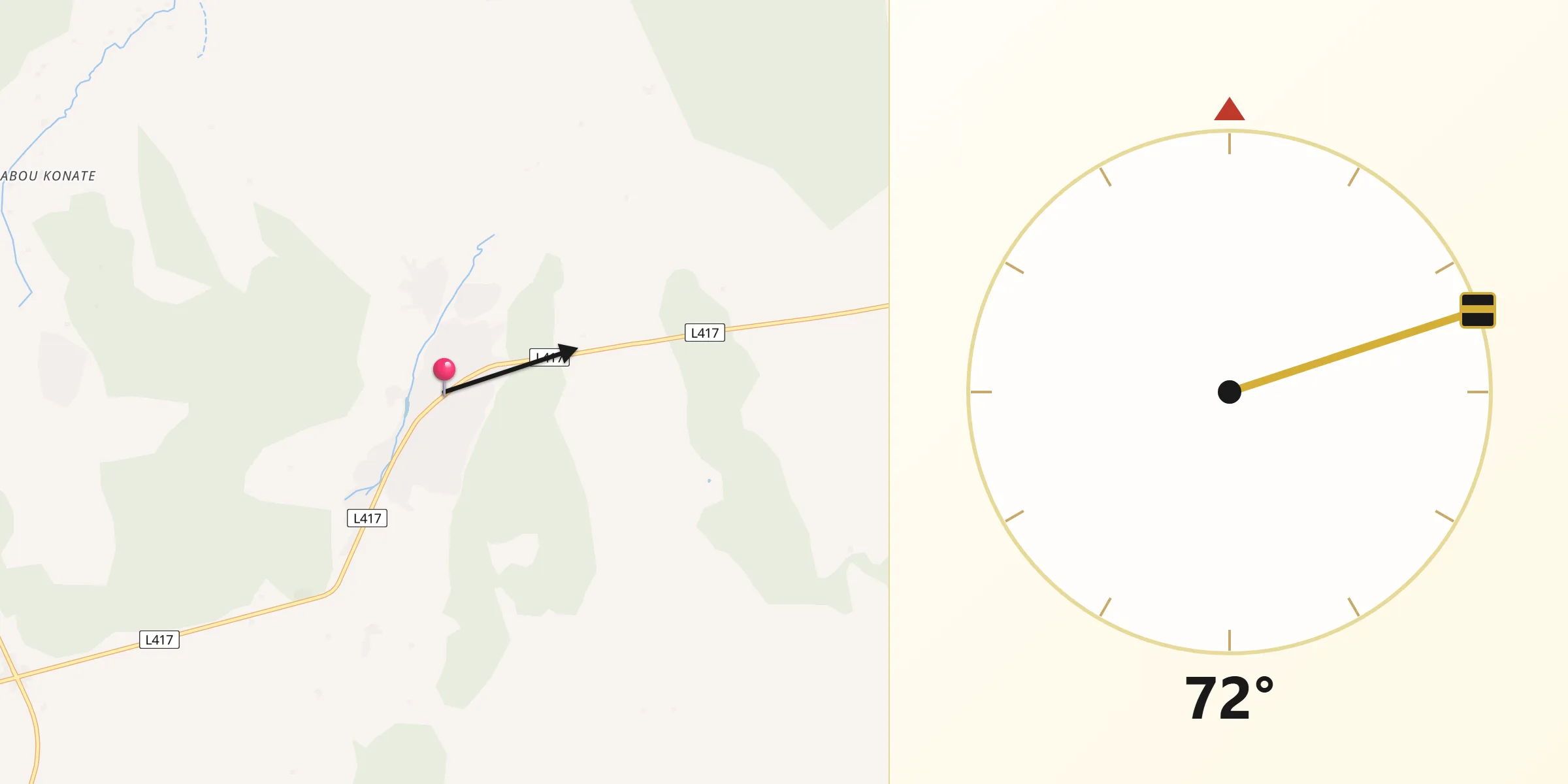 Direction vers la Qibla depuis Yorosso