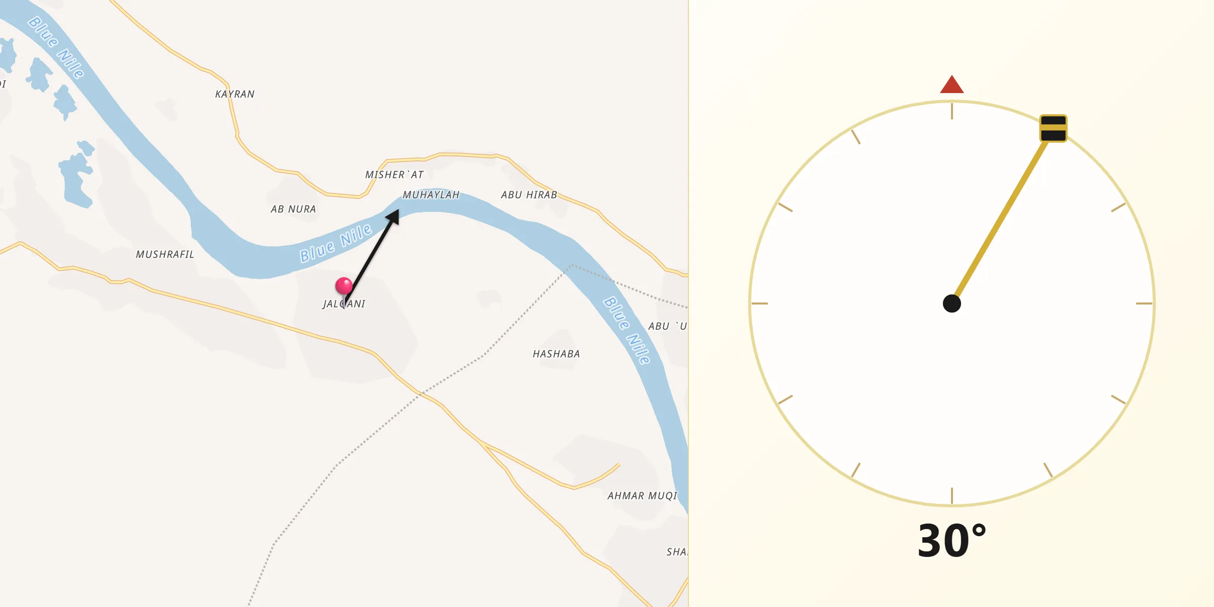 اتجاه القبلة من جلقني