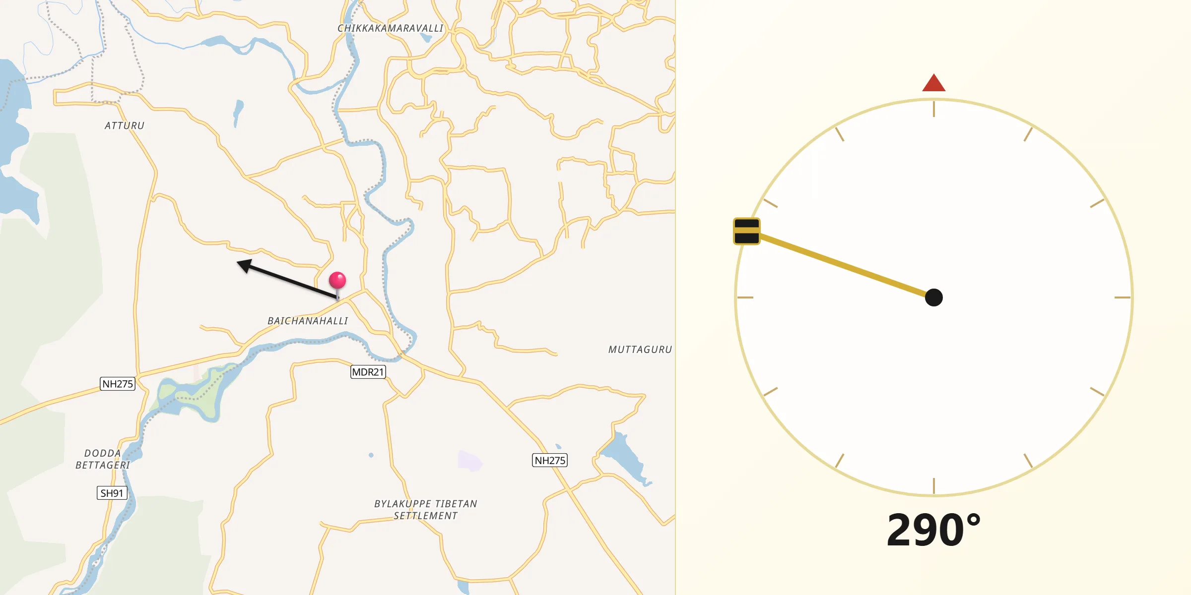 Kushalnagar سے مکہ کی سمت