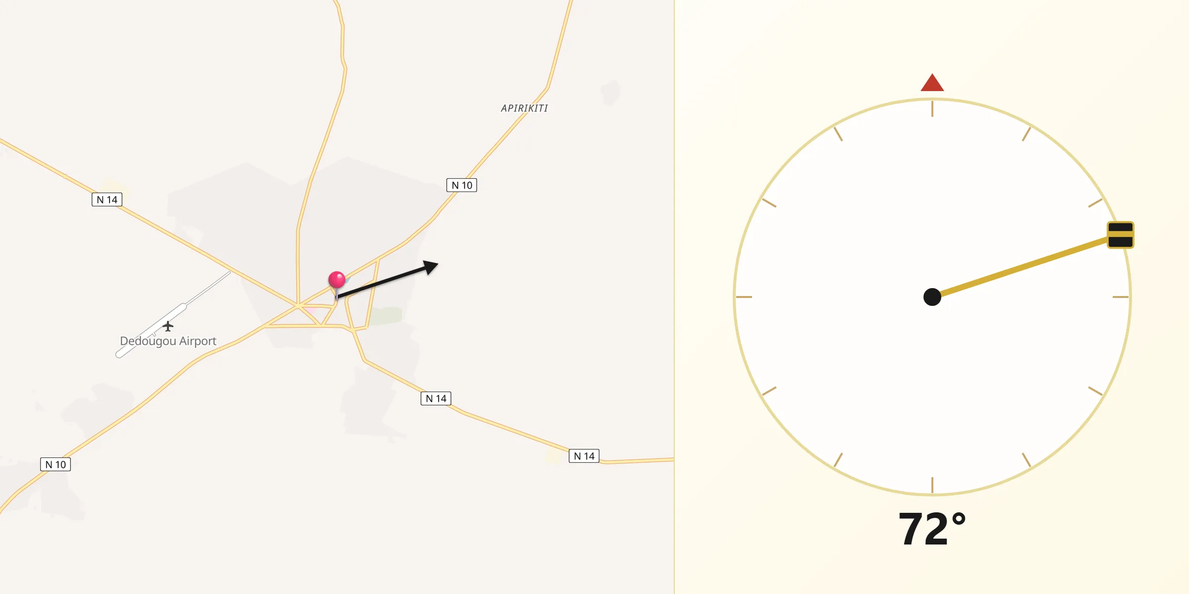 Direction vers la Qibla depuis Dédougou
