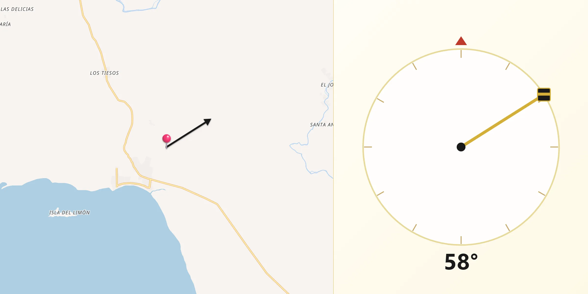 Dirección de la Qibla desde Valle San Francisco