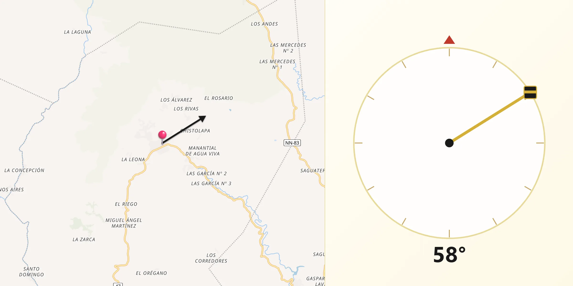 Dirección de la Qibla desde Santa Lucía