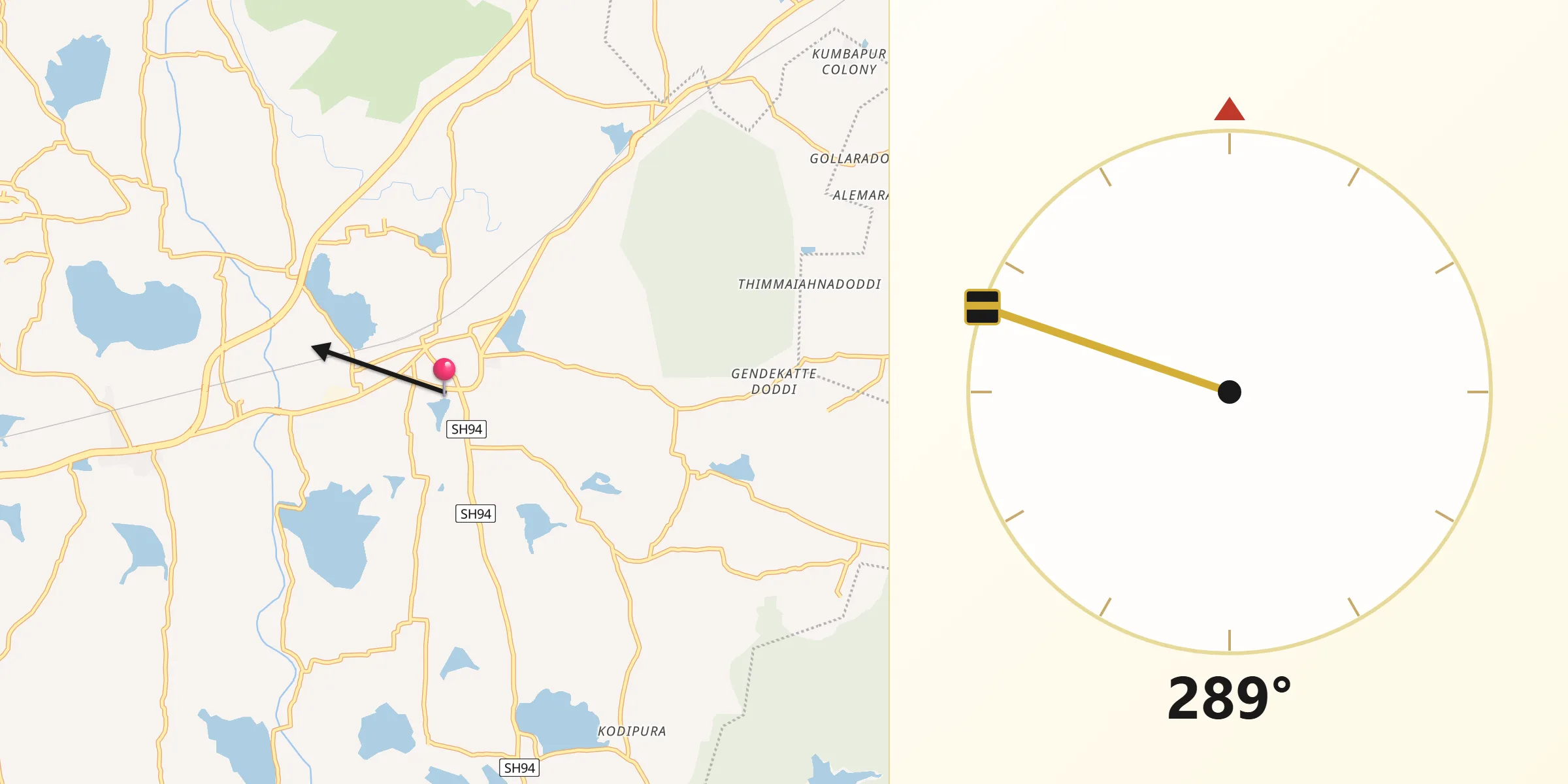 Qibla Direction from Channapatna