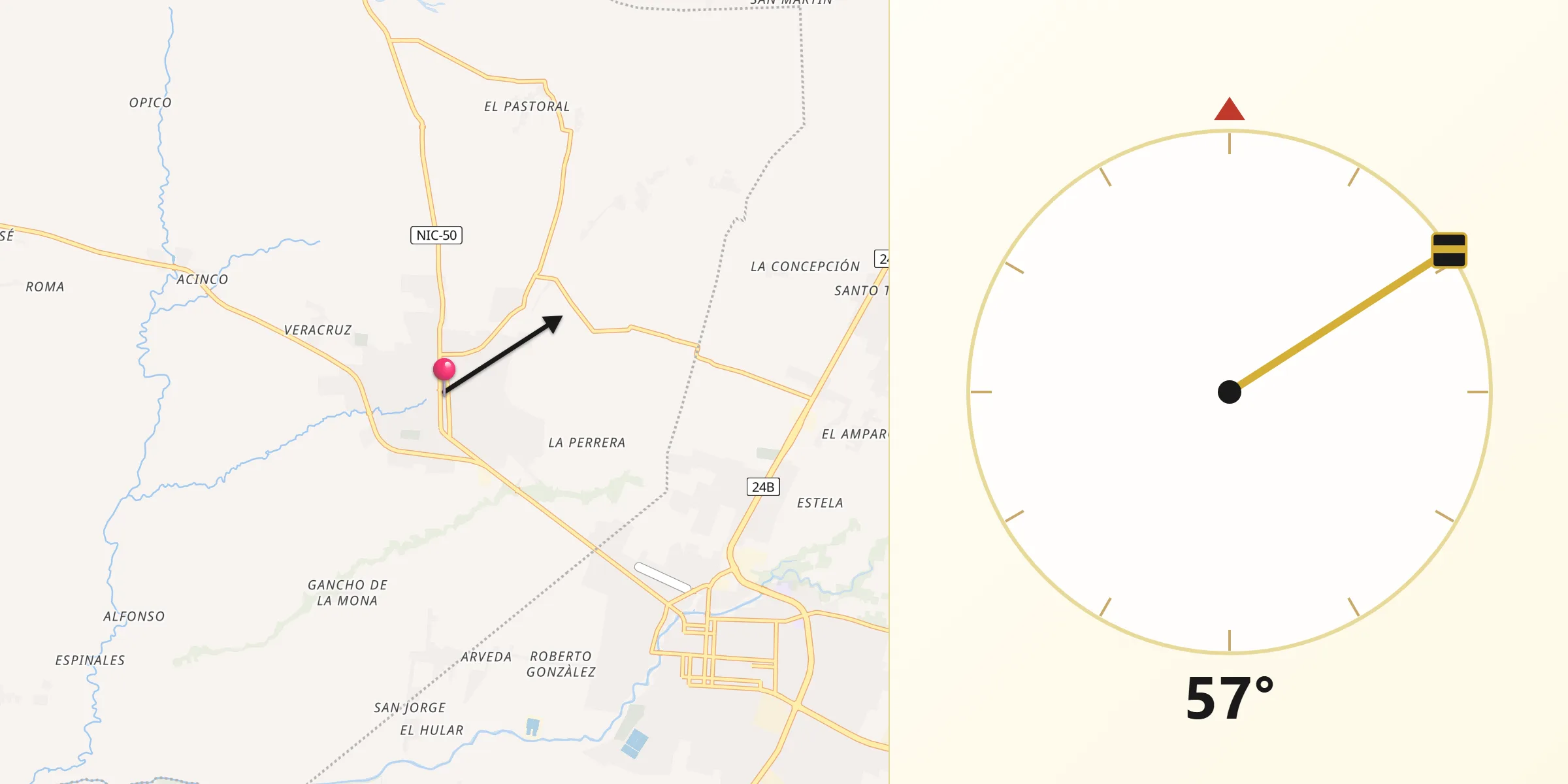 Dirección de la Qibla desde El Viejo